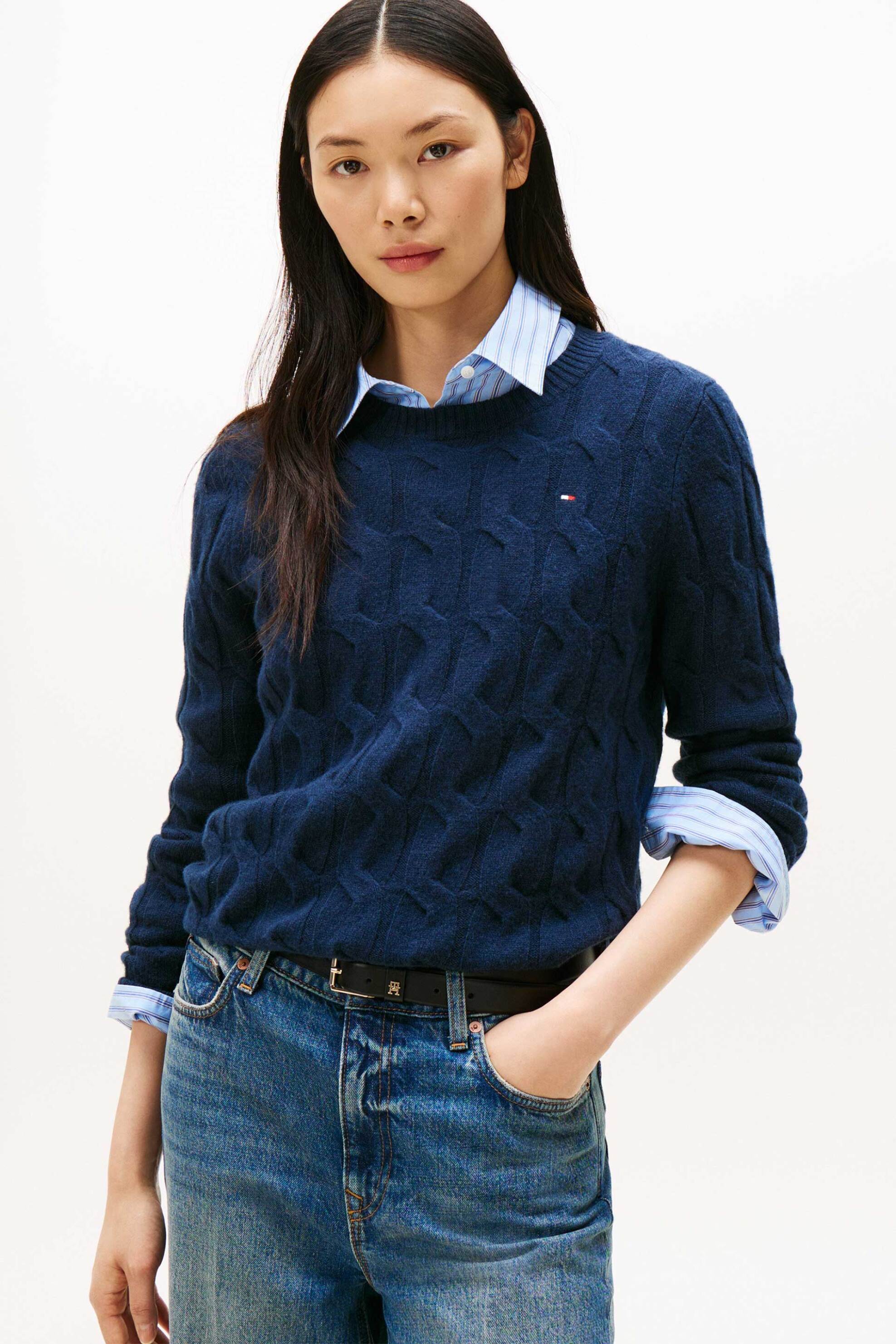 Tommy Hilfiger γυναικείο πουλόβερ με cable knit pattern Regular Fit