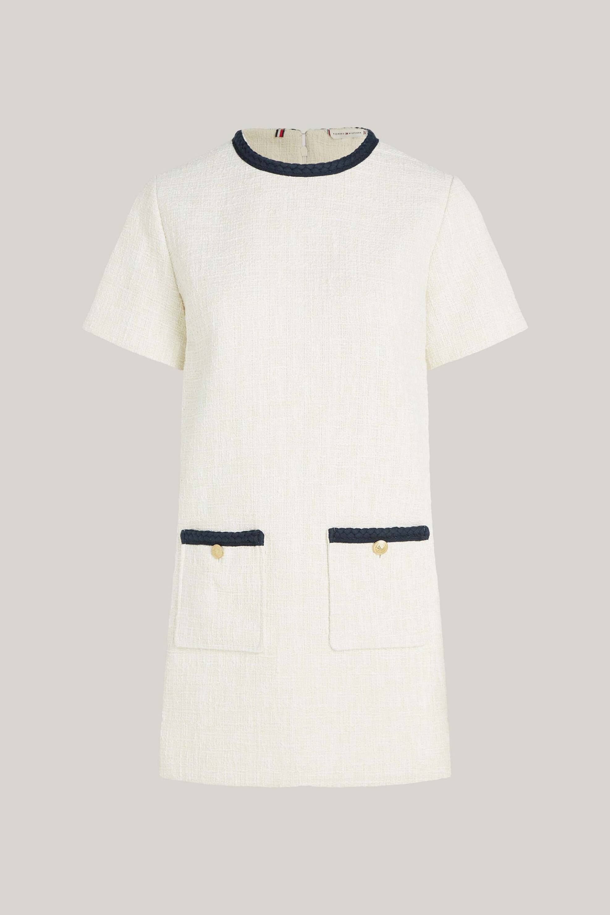 Tommy Hilfiger Γυναικείο Mini Φόρεμα Tweed με Τσέπες Straight Fit - Ww0Ww43560 Εκρού