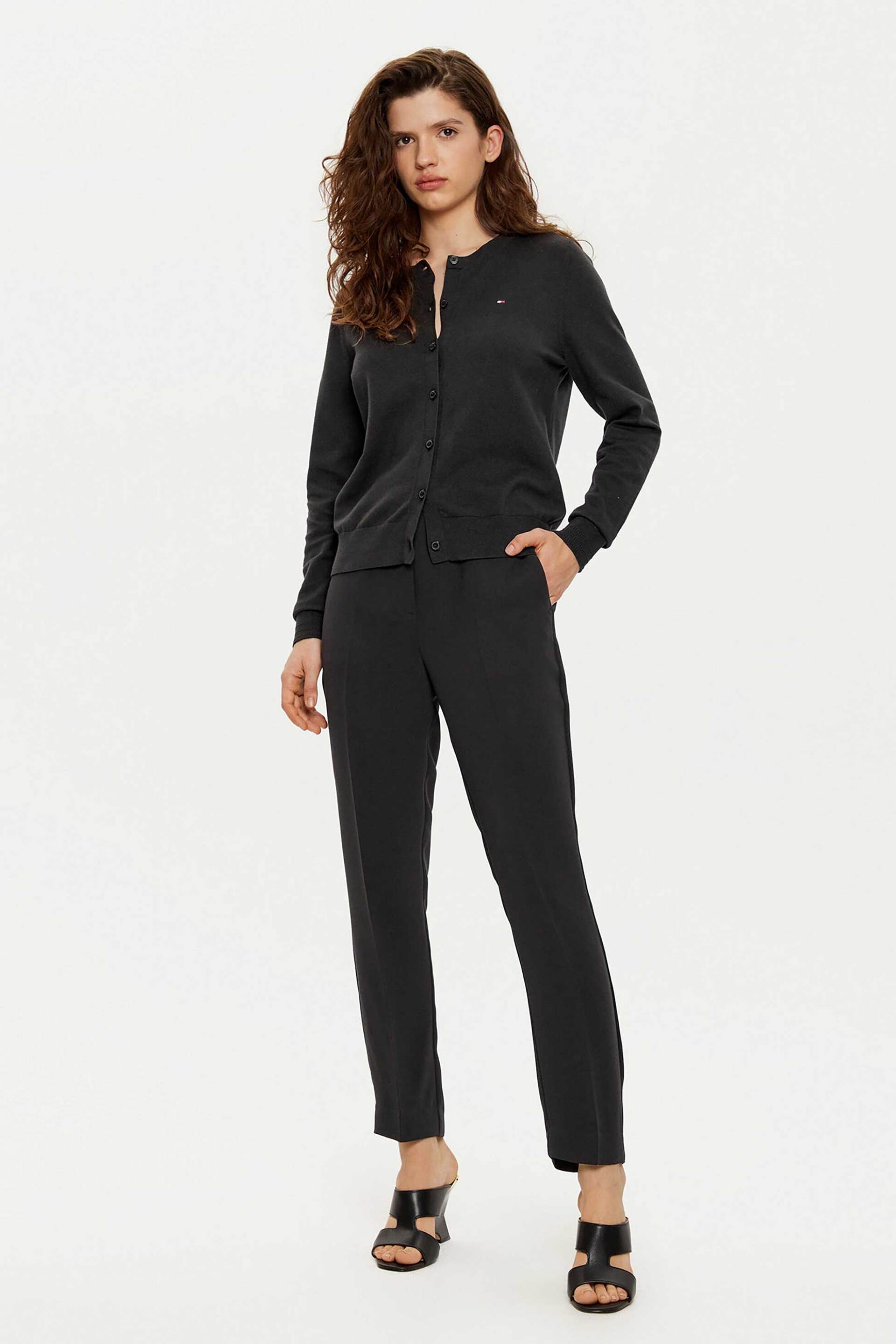  Tommy Hilfiger γυναικείο chino παντελόνι μονόχρωμο Slim Fit - WW0WW45450 Μαύρο 2025