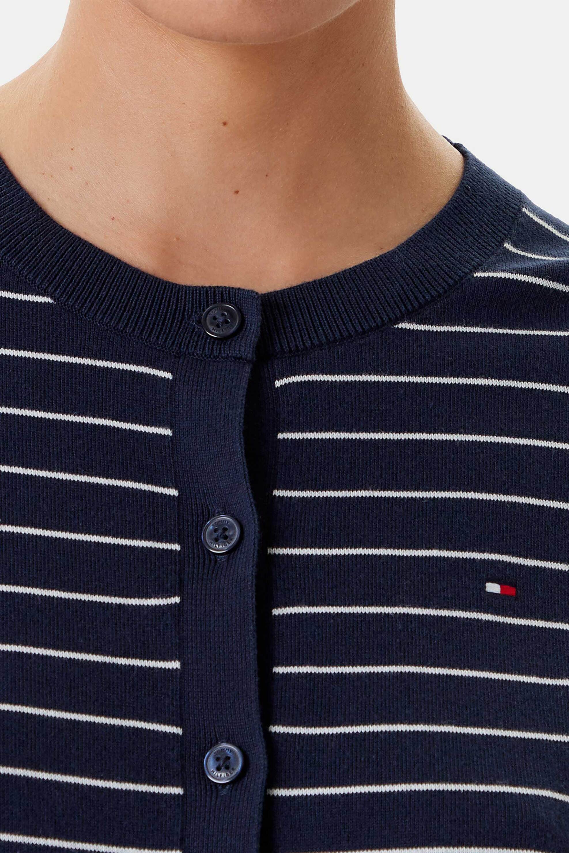 Tommy Hilfiger γυναικεία ζακέτα με ριγέ σχέδιο Regular Fit - WW0WW42370 Μπλε Σκούρο