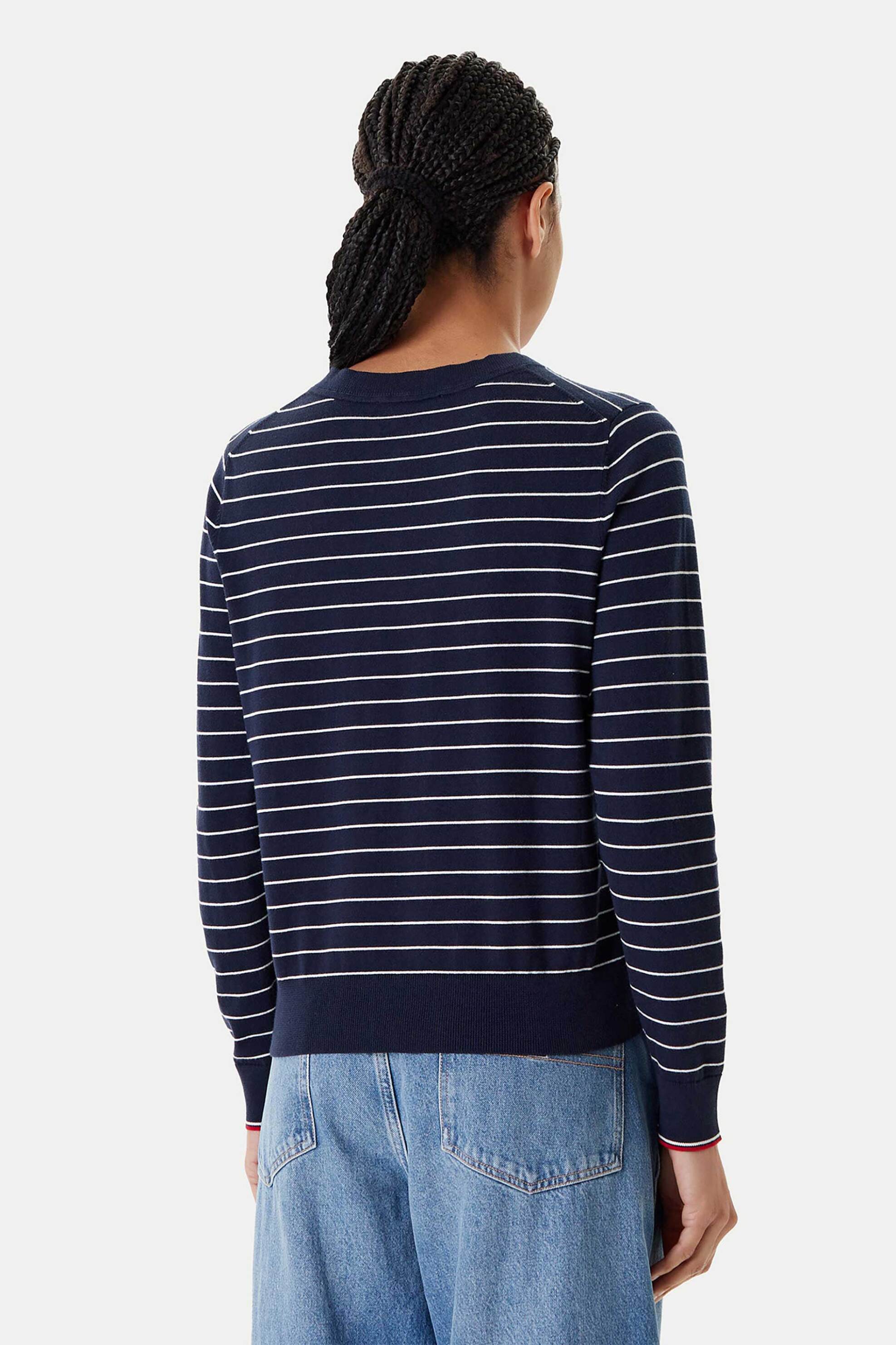 Tommy Hilfiger Γυναικεία Ζακέτα με Ριγέ Σχέδιο Regular Fit - Ww0Ww42370 Μπλε Σκούρο