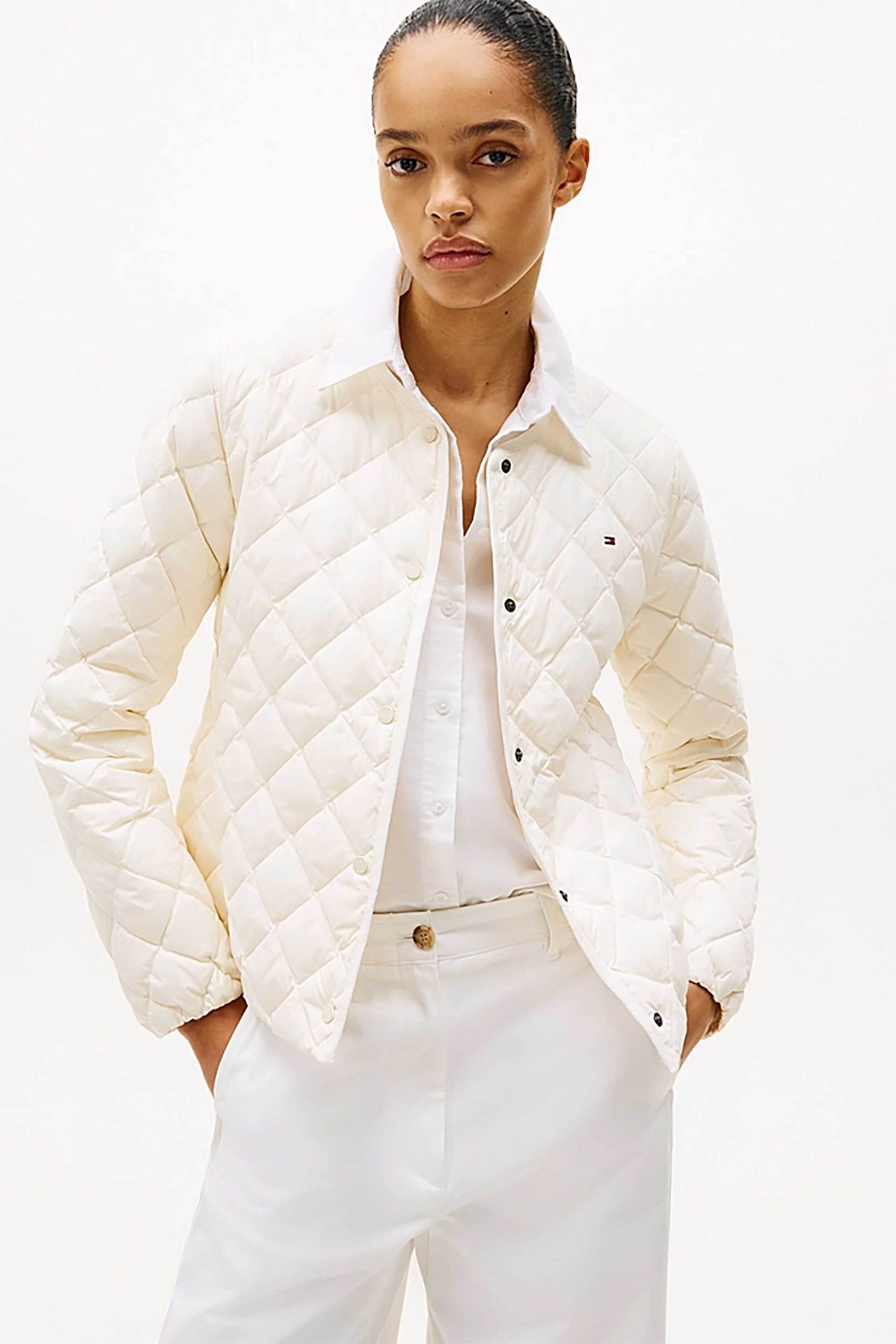 TOMMY HILFIGER Tommy Hilfiger γυναικείο μπουφάν μονόχρωμο με καπιτονέ σχέδιο - WW0WW43215 Μπεζ