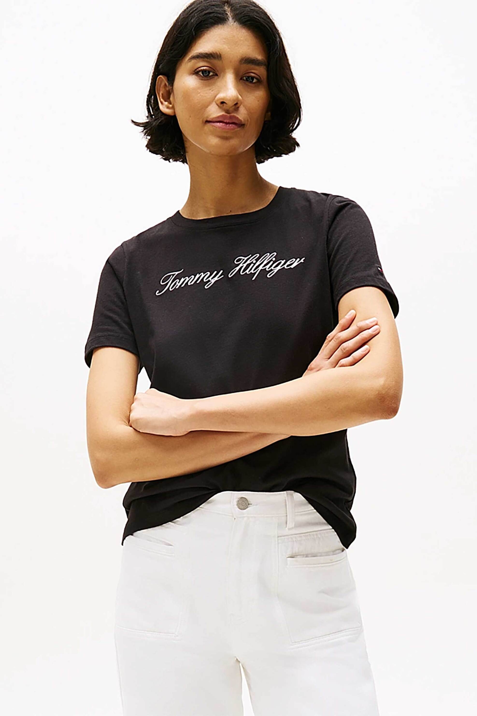 Tommy Hilfiger γυναικείο T-Shirt με λογότυπο - WW0WW43459 Μαύρο