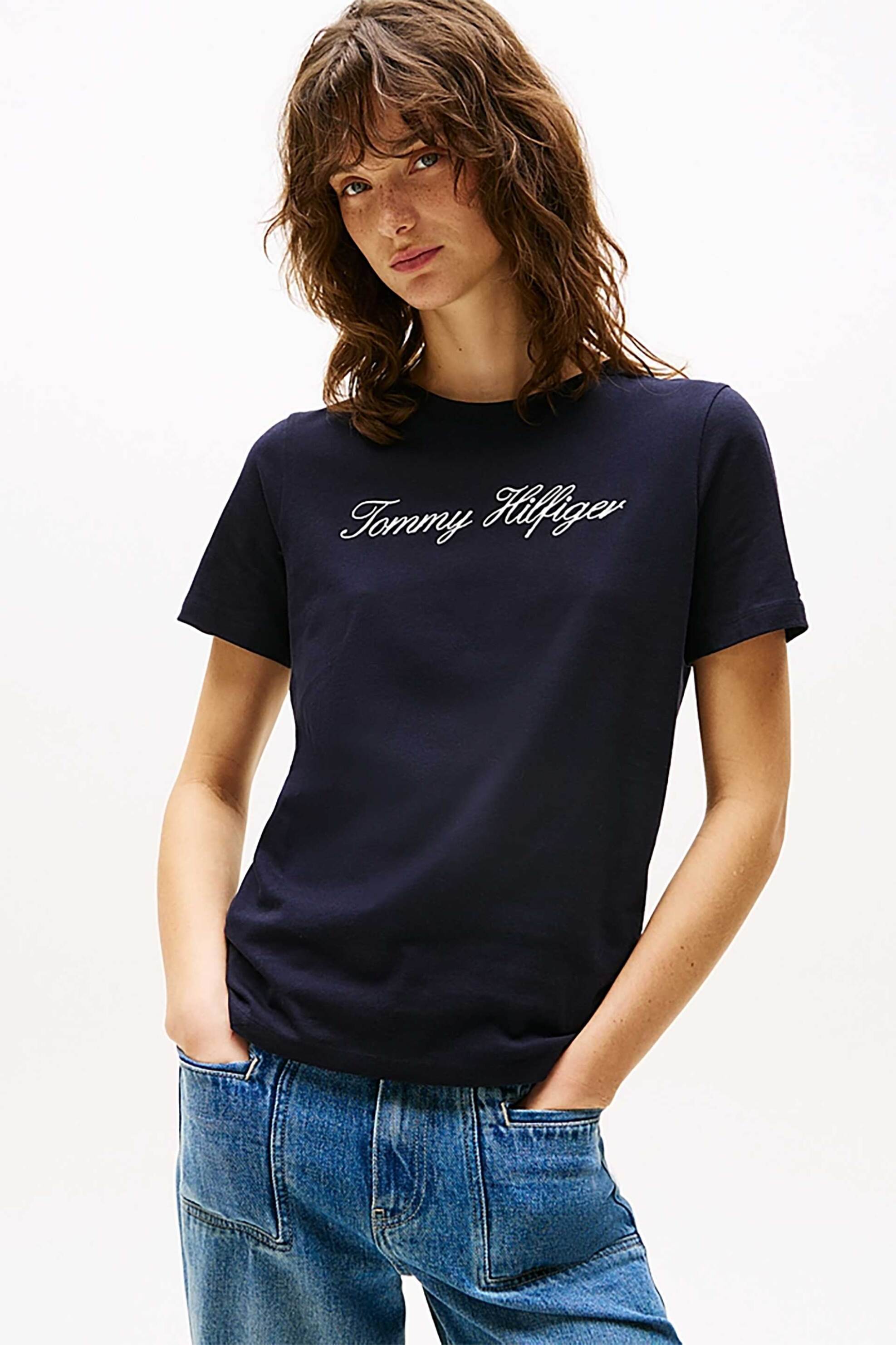 Tommy Hilfiger γυναικείο T-Shirt με λογότυπο - WW0WW43459 Μπλε Σκούρο