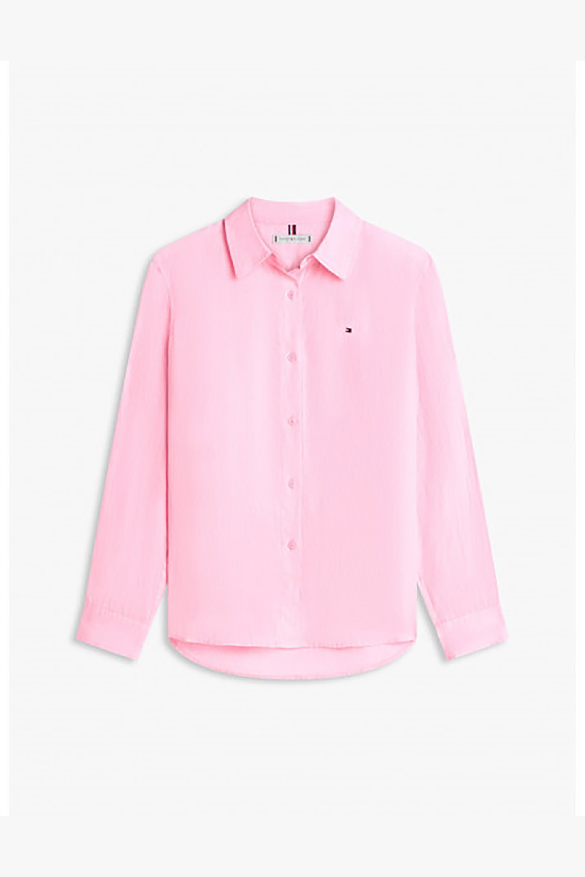Tommy Hilfiger Γυναικείο Πουκάμισο με Λογότυπο Στο Στήθος - Ww0Ww44679 Ροζ