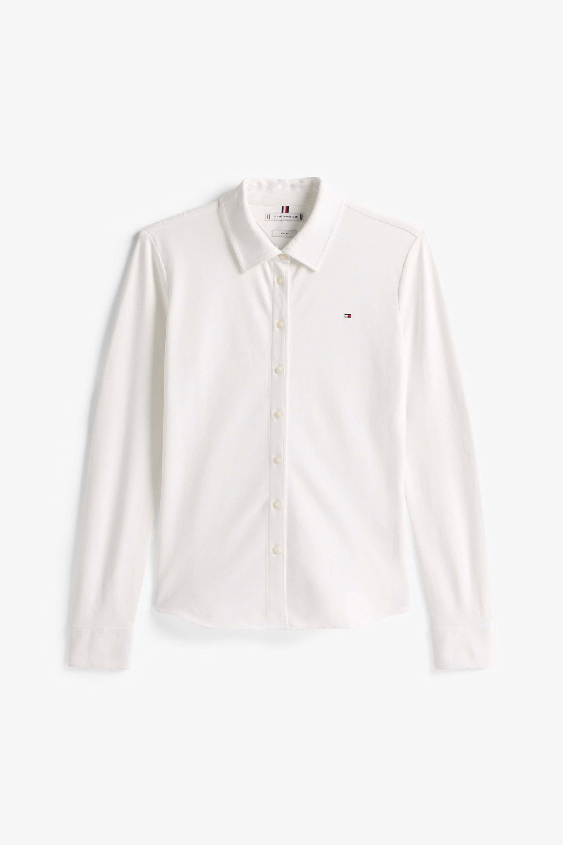 Tommy Hilfiger Γυναικείο Πικέ Πουκάμισο με Ριγέ Σχέδιο Και Λογότυπο Sim Fit - Ww0Ww43528 Εκρού