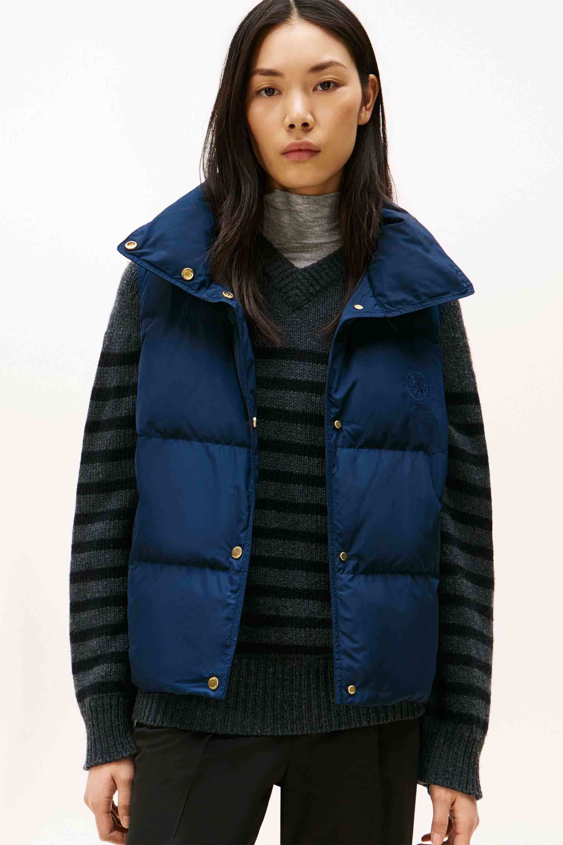 Tommy Hilfiger γυναικείο αμάνικο μπουφάν μονόχρωμο με καπιτονέ σχέδιο Regular Fit - WW0WW46545 Μπλε Σκούρο