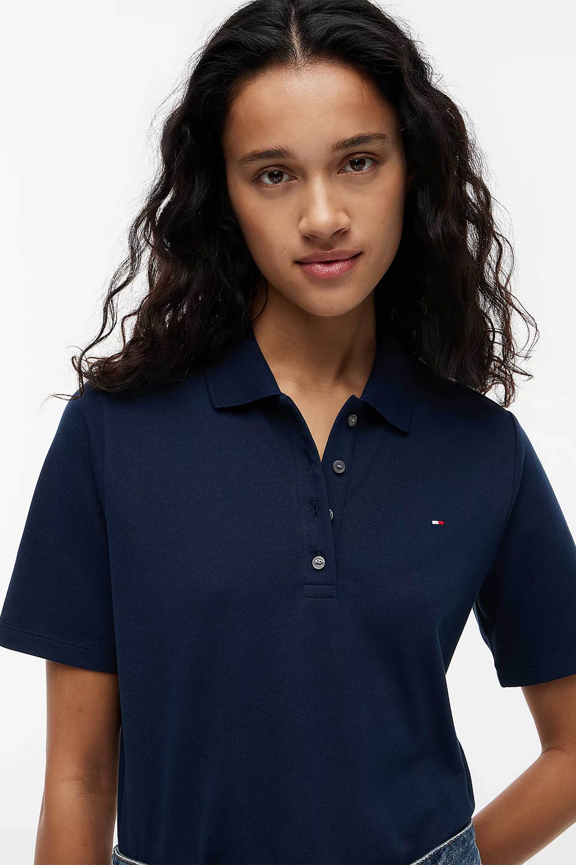 Tommy Hilfiger γυναικεία μπλούζα πόλο πικέ με κεντημένο logo flag Regular Fit - WW0WW43224 Μπλε Σκούρο φωτογραφία