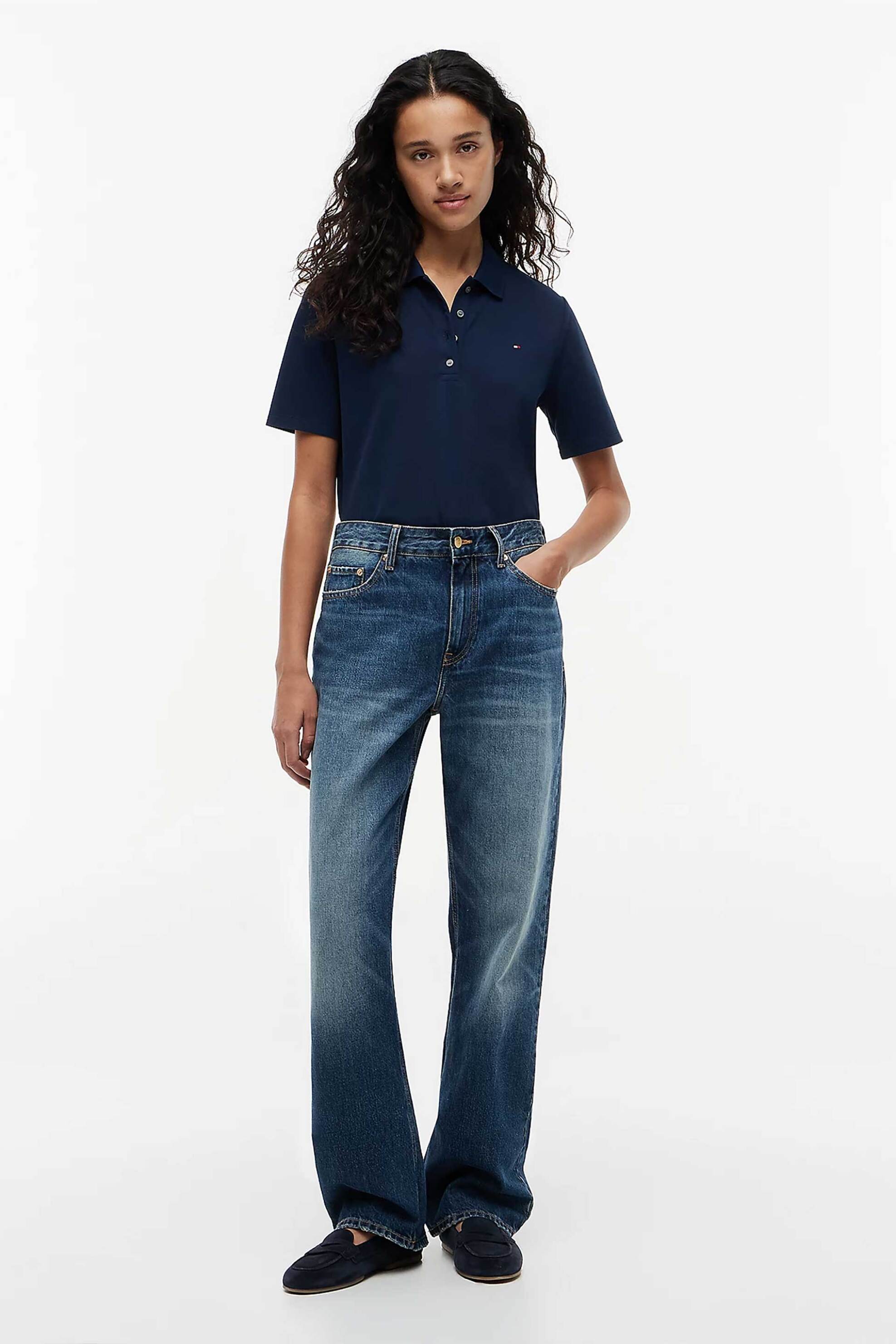 Tommy Hilfiger γυναικεία μπλούζα πόλο πικέ με κεντημένο logo flag Regular Fit - WW0WW43224 Μπλε Σκούρο φωτογραφία