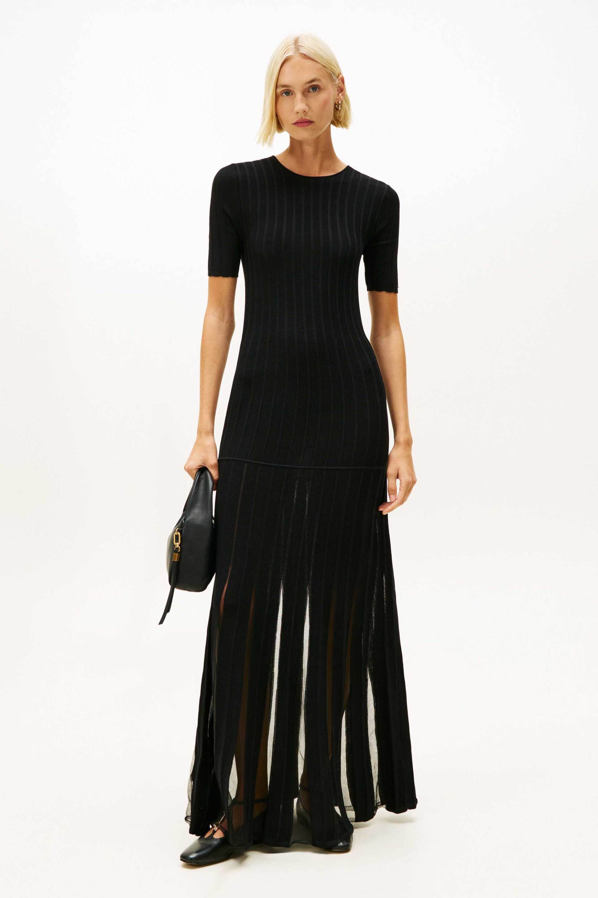 Tommy Hilfiger γυναικείο maxi φόρεμα πλισέ Slim Fit - WW0WW47675 Μαύρο