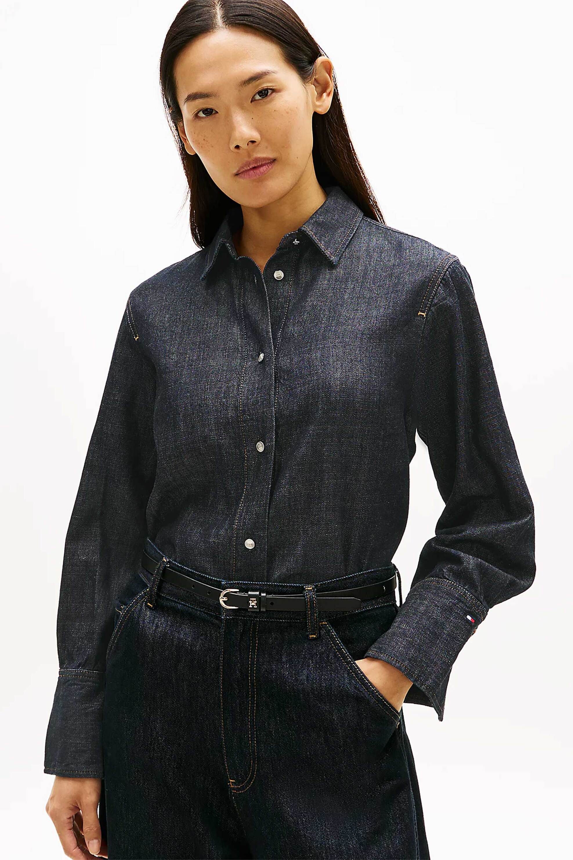 Tommy Hilfiger γυναικείο denim πουκάμισο Relaxed Fit - WW0WW47782 Denim Blue Σκούρο