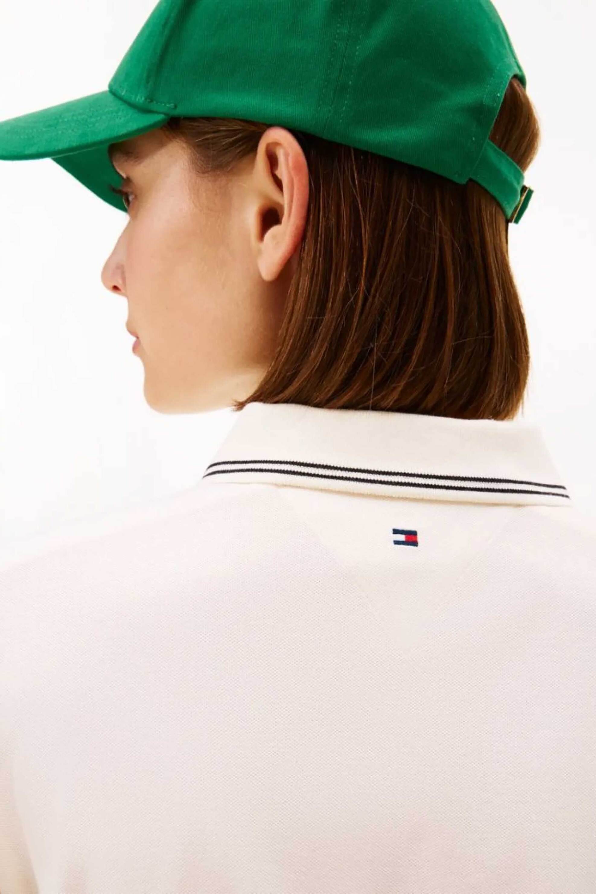 Tommy Hilfiger Γυναικεία Μπλούζα Πόλο Πικέ με Φερμουάρ Και Κεντημένο Monogram Regular Fit - Ww0Ww47853 Κρέμ