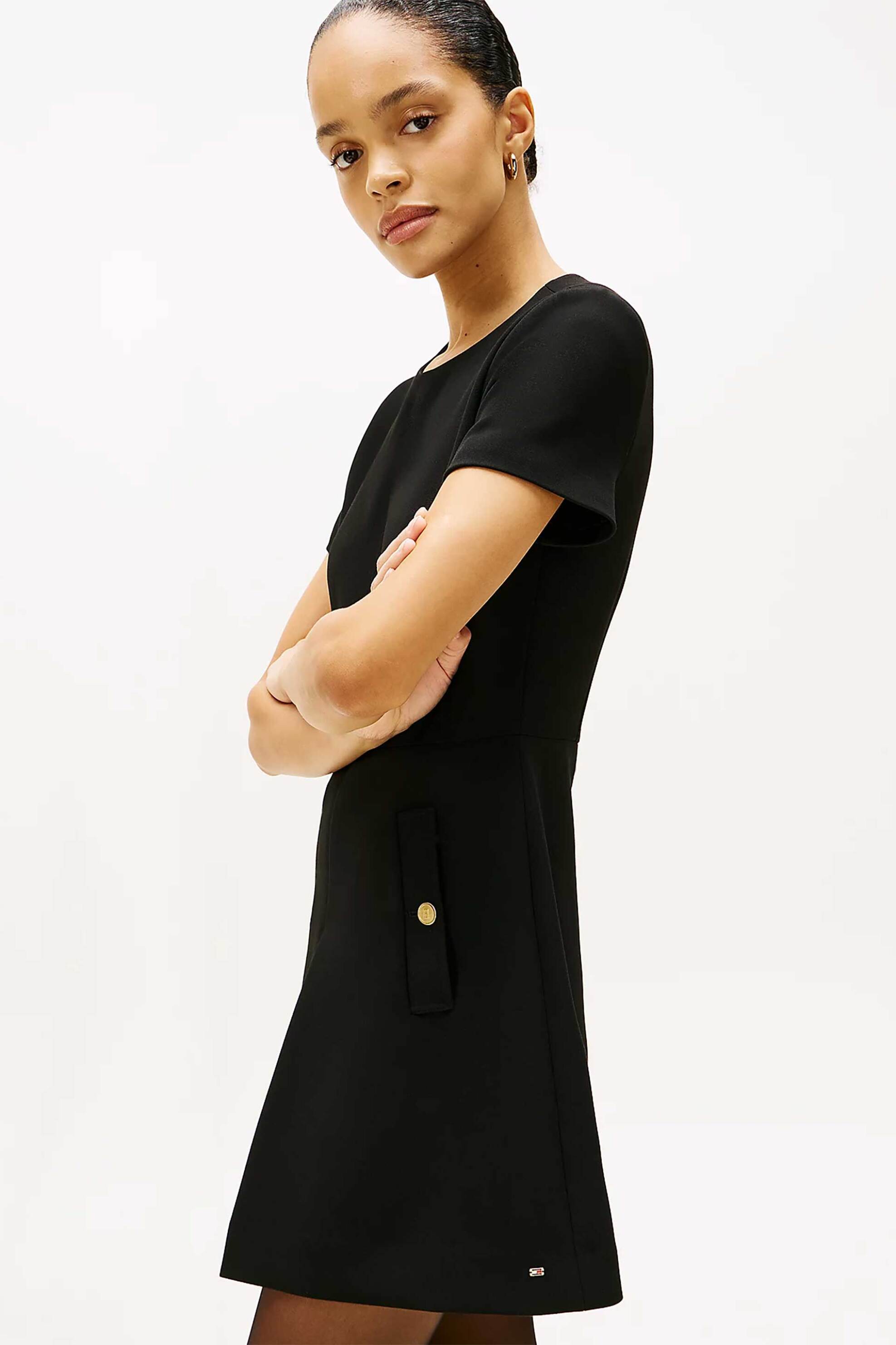 TOMMY HILFIGER Tommy Hilfiger γυναικείο mini φόρεμα μονόχρωμο Regular Fit - WW0WW47970 Μαύρο - 3