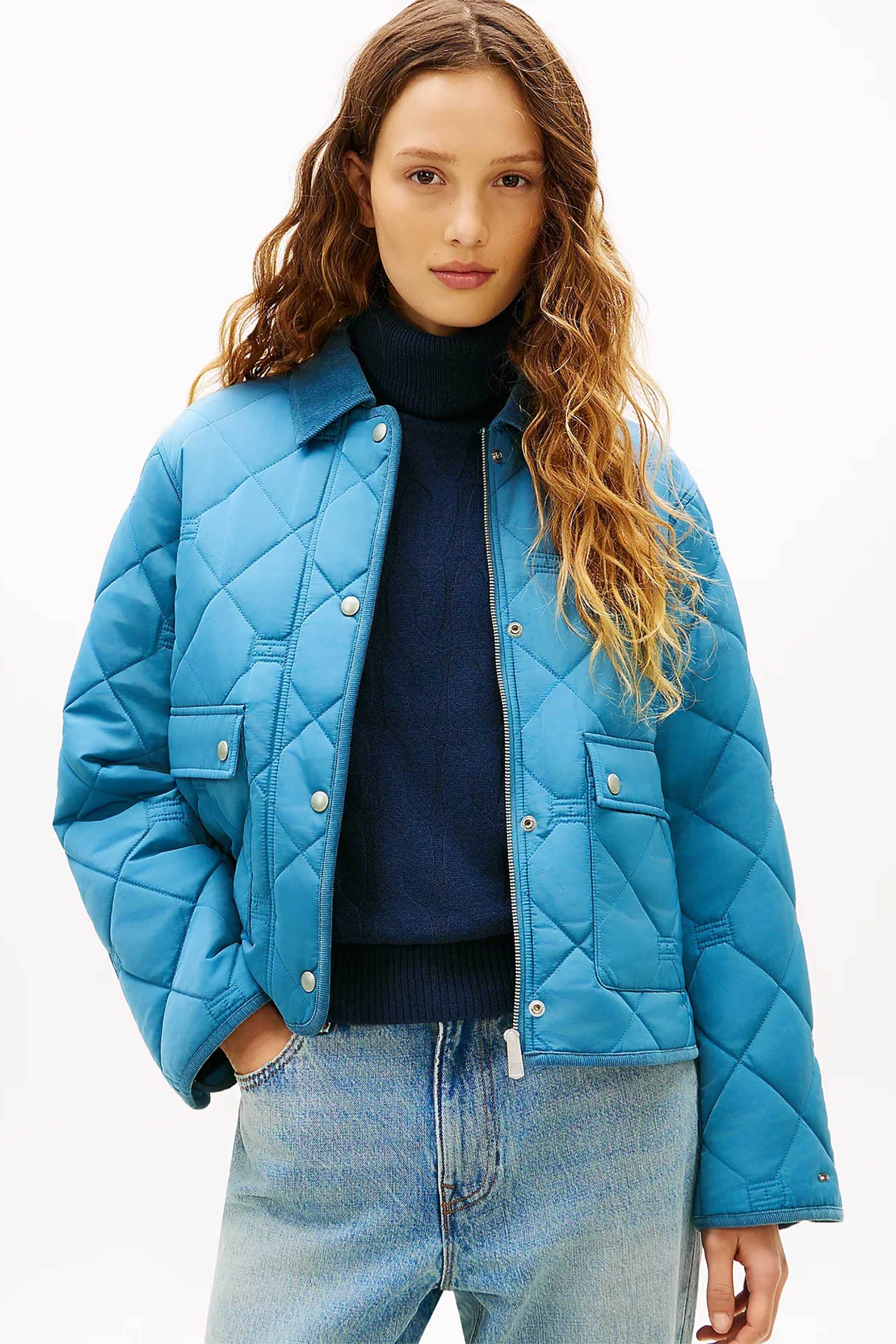 Tommy Hilfiger γυναικείο αδιάβροχο jacket με καπιτονέ σχέδιο Regular Fit - WW0WW47998 Γαλάζιο