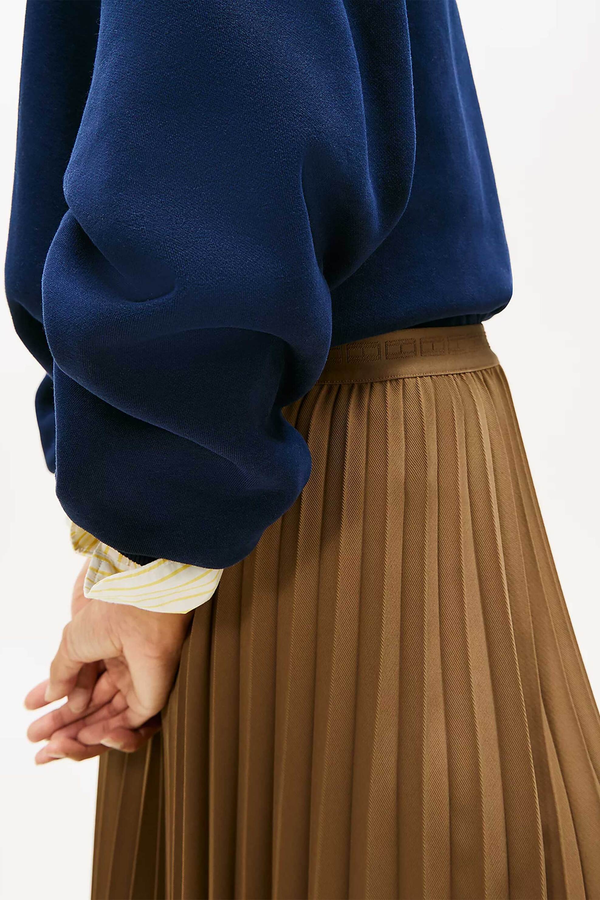 Tommy Hilfiger Γυναικεία Midi Φούστα Πλισέ με Ελαστική Μέση - Ww0Ww48538 Καφέ