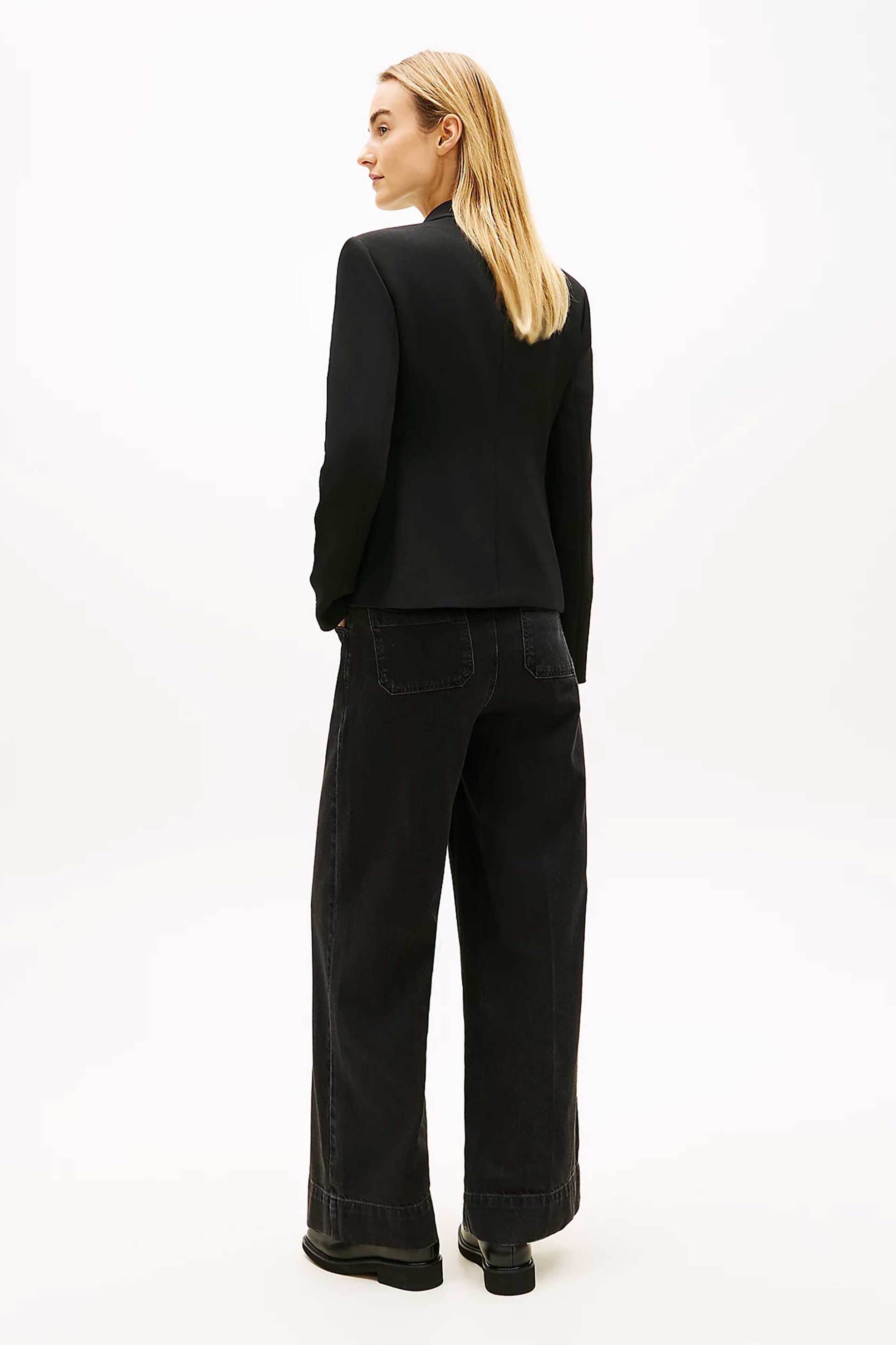 Tommy Hilfiger γυναικείο σακάκι με σταυρωτό κλείσιμο και τσέπη με κεντημένο logo crest Slim Fit - WW0WW48696 Μαύρο φωτογραφία