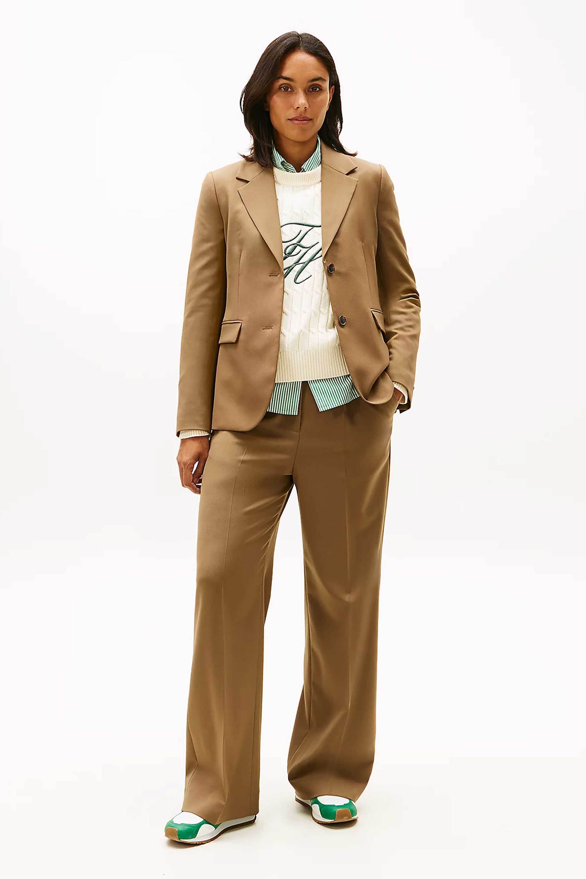 Tommy Hilfiger γυναικείο παντελόνι με περιεκτικότητα σε μαλλί Wide Leg - WW0WW48801 Καφέ