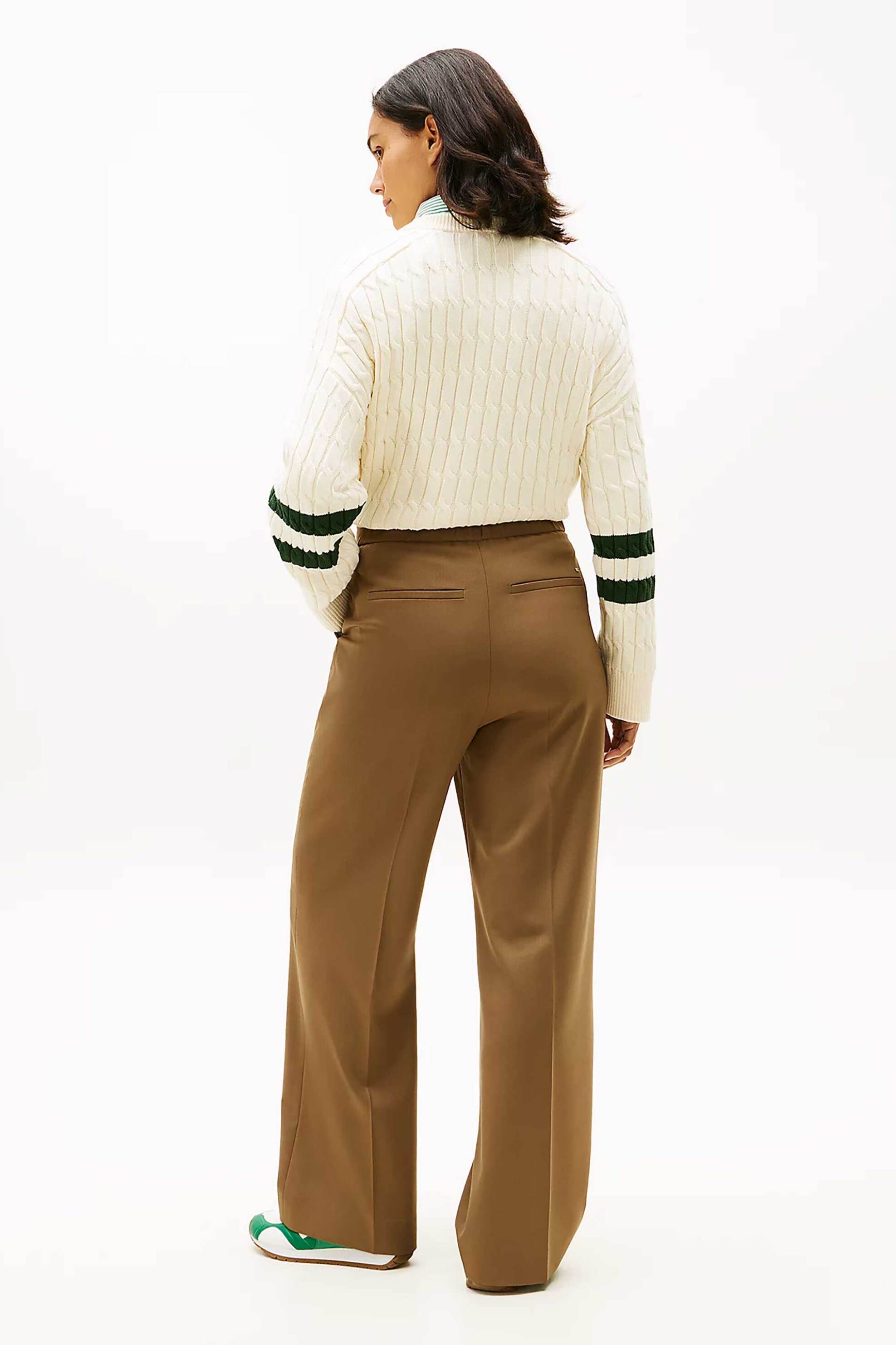 TOMMY HILFIGER Tommy Hilfiger γυναικείο παντελόνι με περιεκτικότητα σε μαλλί Wide Leg - WW0WW48801 Καφέ - 3