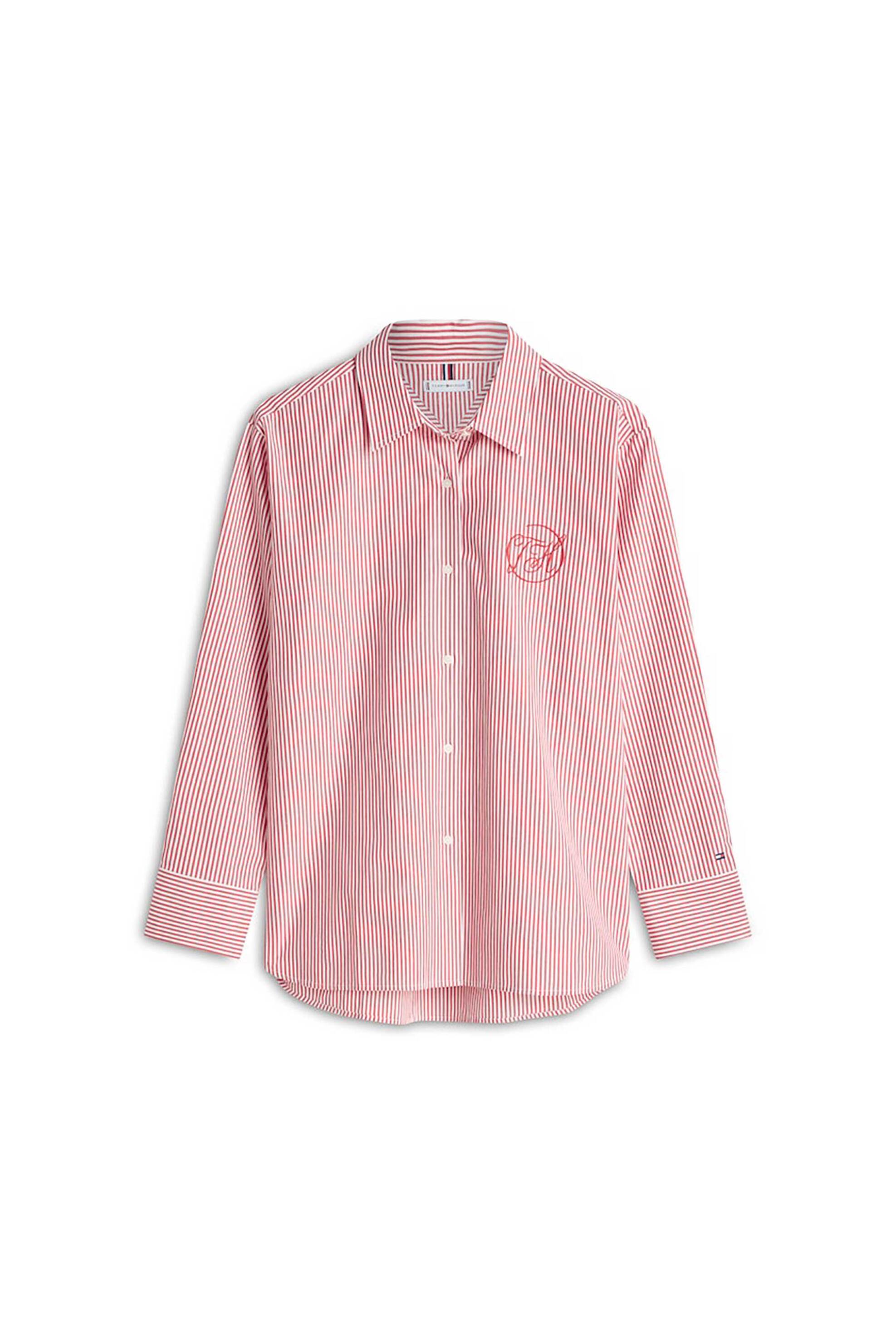 Tommy Hilfiger γυναικείο πουκάμισο με ριγέ σχέδιο και monogram Regular Fit - WW0WW48190 Κόκκινο