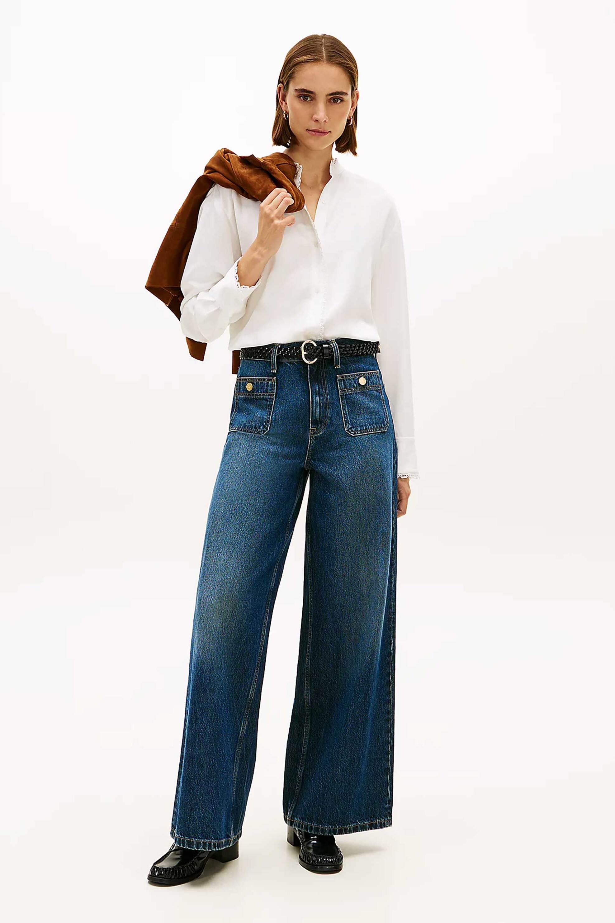 TOMMY HILFIGER Tommy Hilfiger γυναικείο πουκάμισο με δαντέλα στα τελειώματα Oversized Fit - WW0WW48654 Εκρού - 3