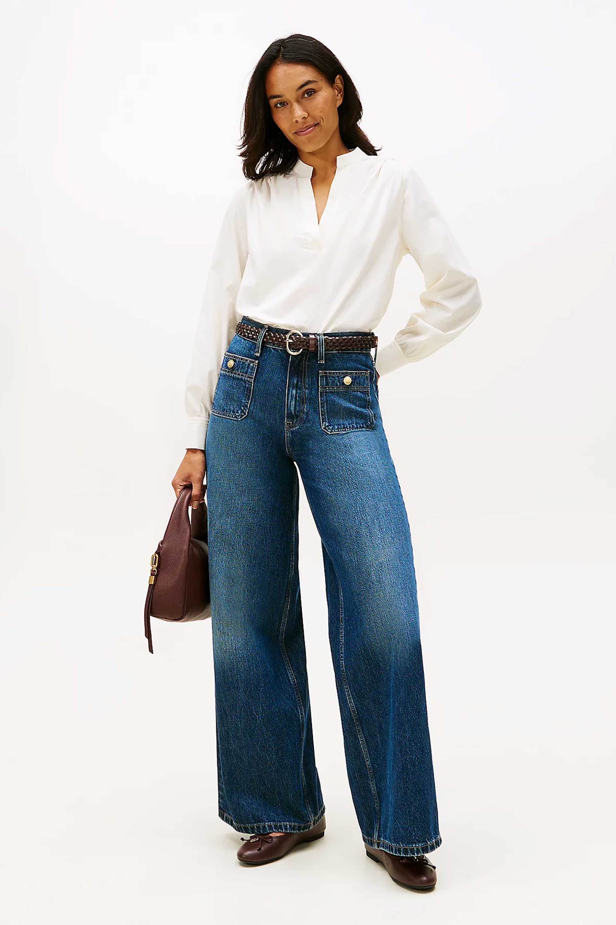 Tommy Hilfiger γυναικείο ψηλόμεσο τζιν παντελόνι Wide Leg - WW0WW49387 Denim Blue