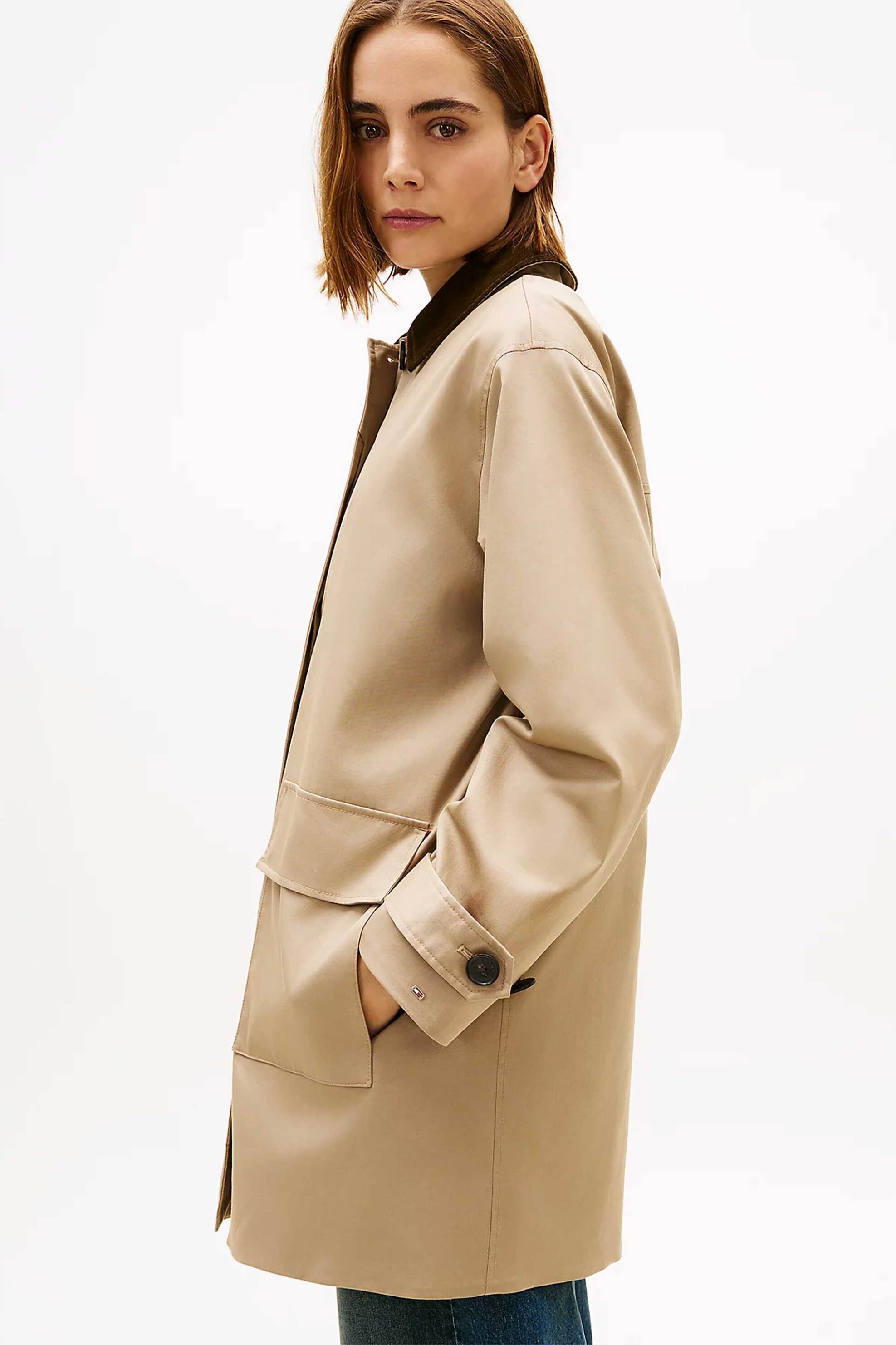 Tommy Hilfiger γυναικείο αδιάβροχο παλτό Oversized Fit - WW0WW47765 Μπεζ φωτογραφία