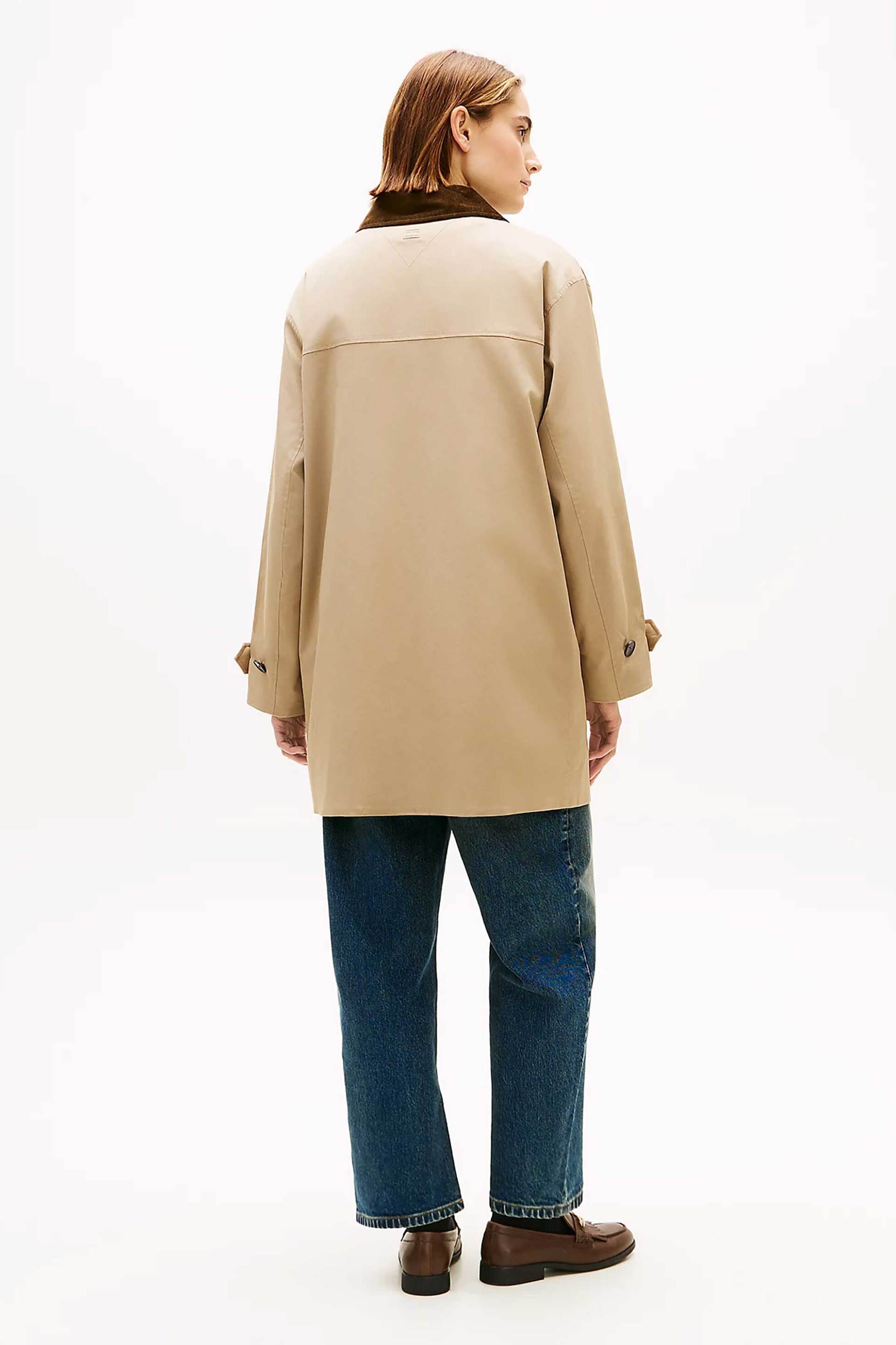 Tommy Hilfiger γυναικείο αδιάβροχο παλτό Oversized Fit - WW0WW47765 Μπεζ φωτογραφία