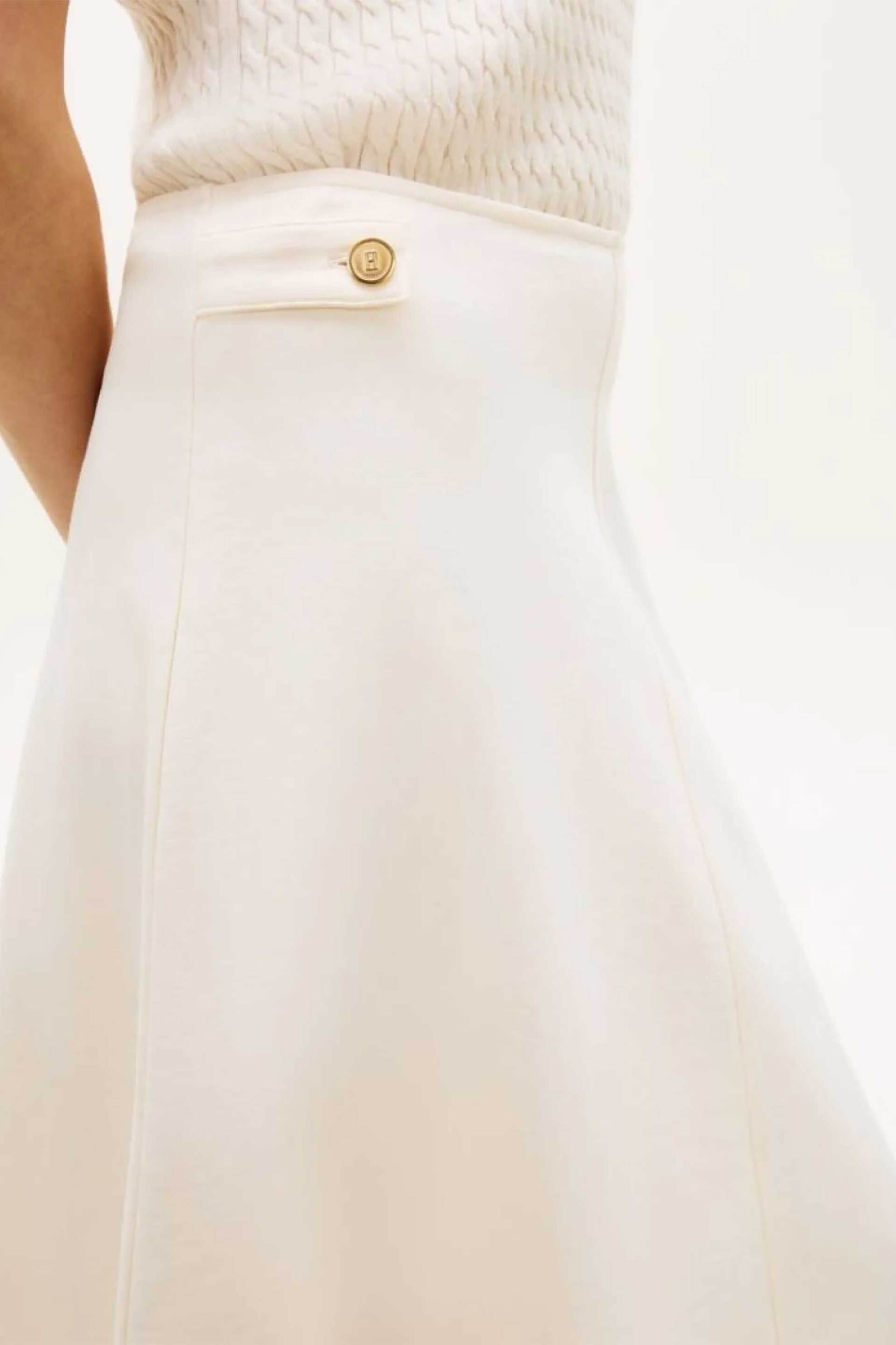 Tommy Hilfiger Γυναικεία Πλεκτή Midi Φούστα Regular Fit - Ww0Ww47886 Κρέμ