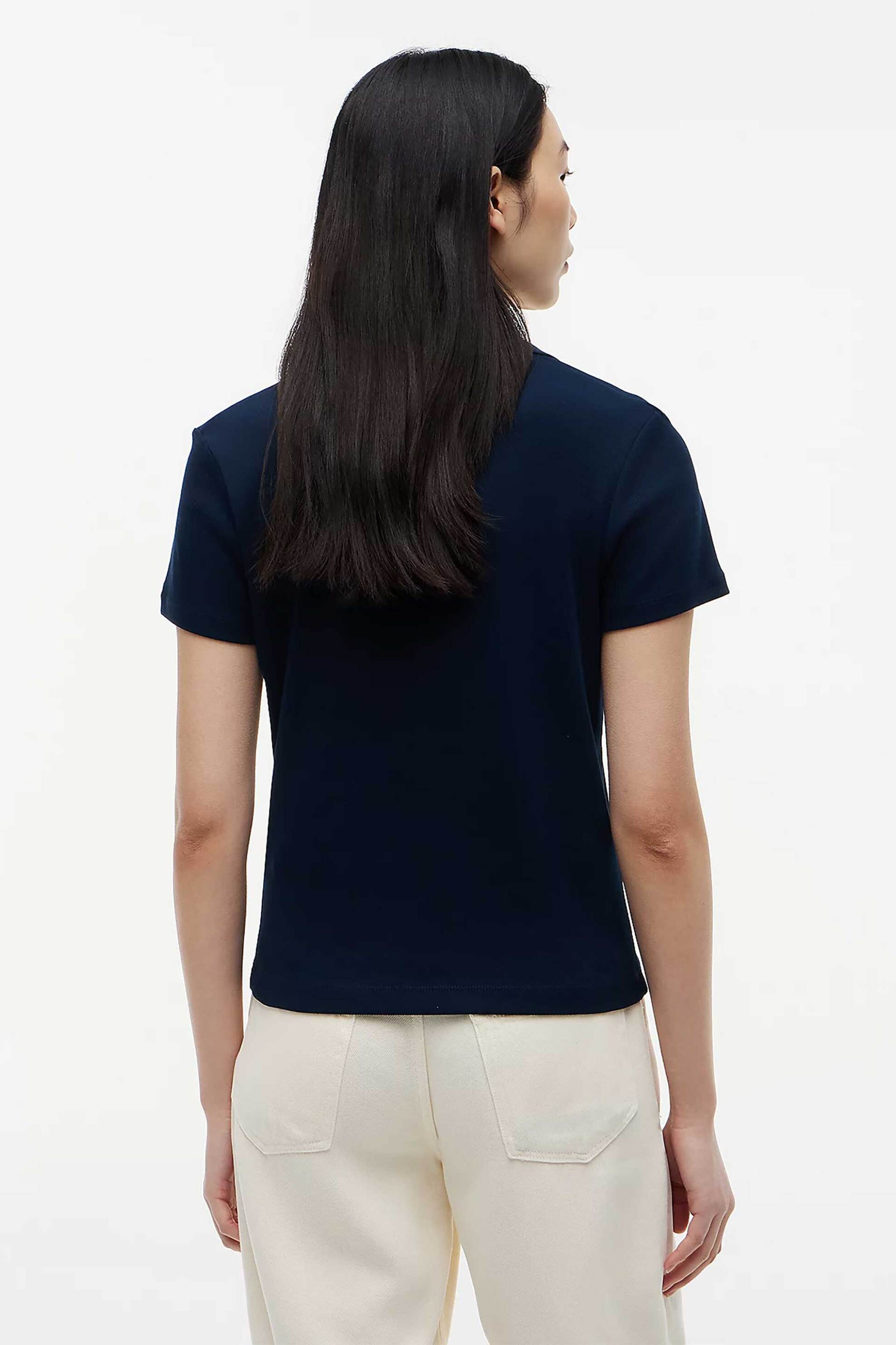 Tommy Hilfiger Γυναικεία Μπλούζα Πόλο με Χρυσά Κουμπιά Slim Fit - Ww0Ww49252 Μπλε Σκούρο