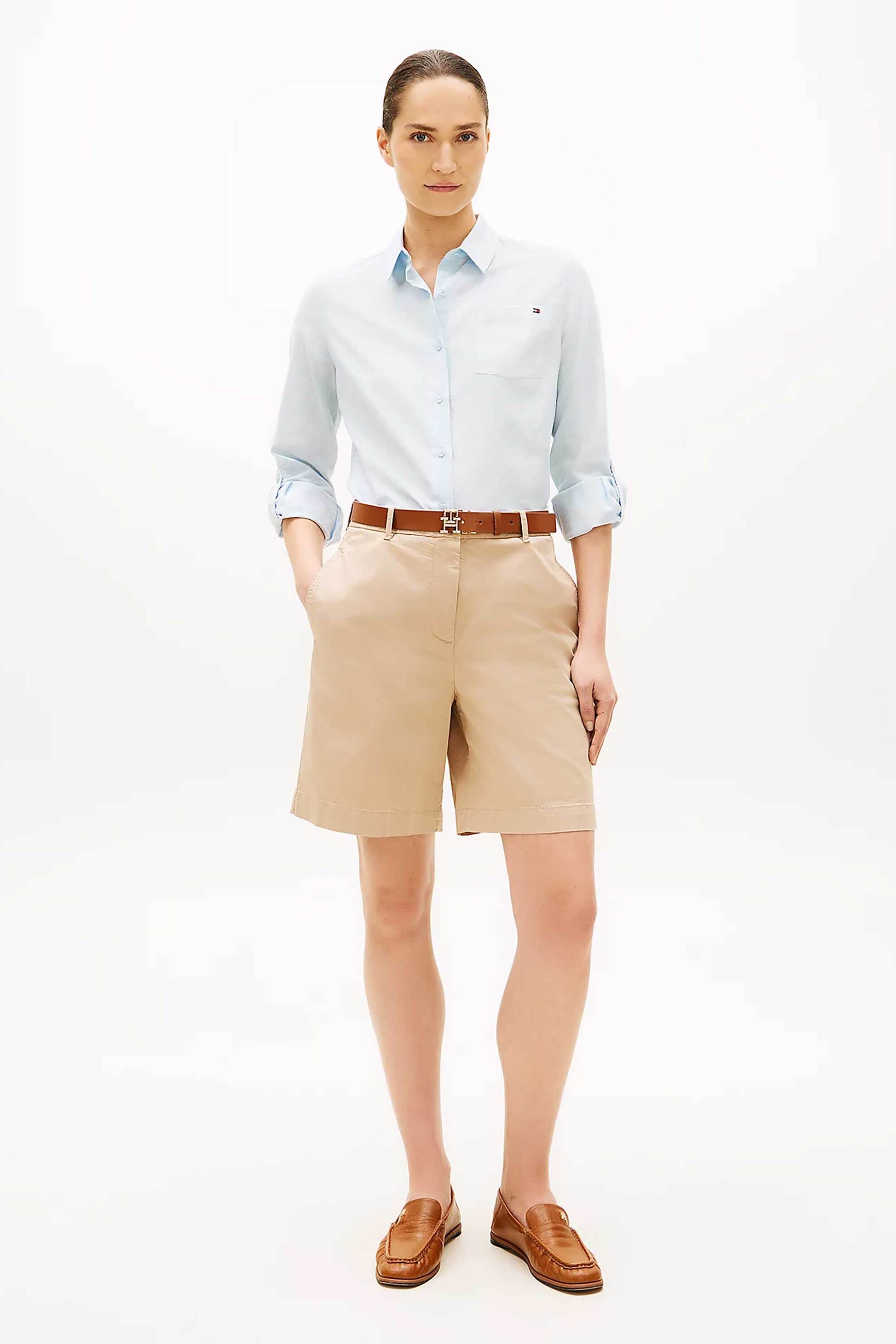 Tommy Hilfiger γυναικεία βερμούδα chino Regular Fit - WW0WW49648 Μπεζ