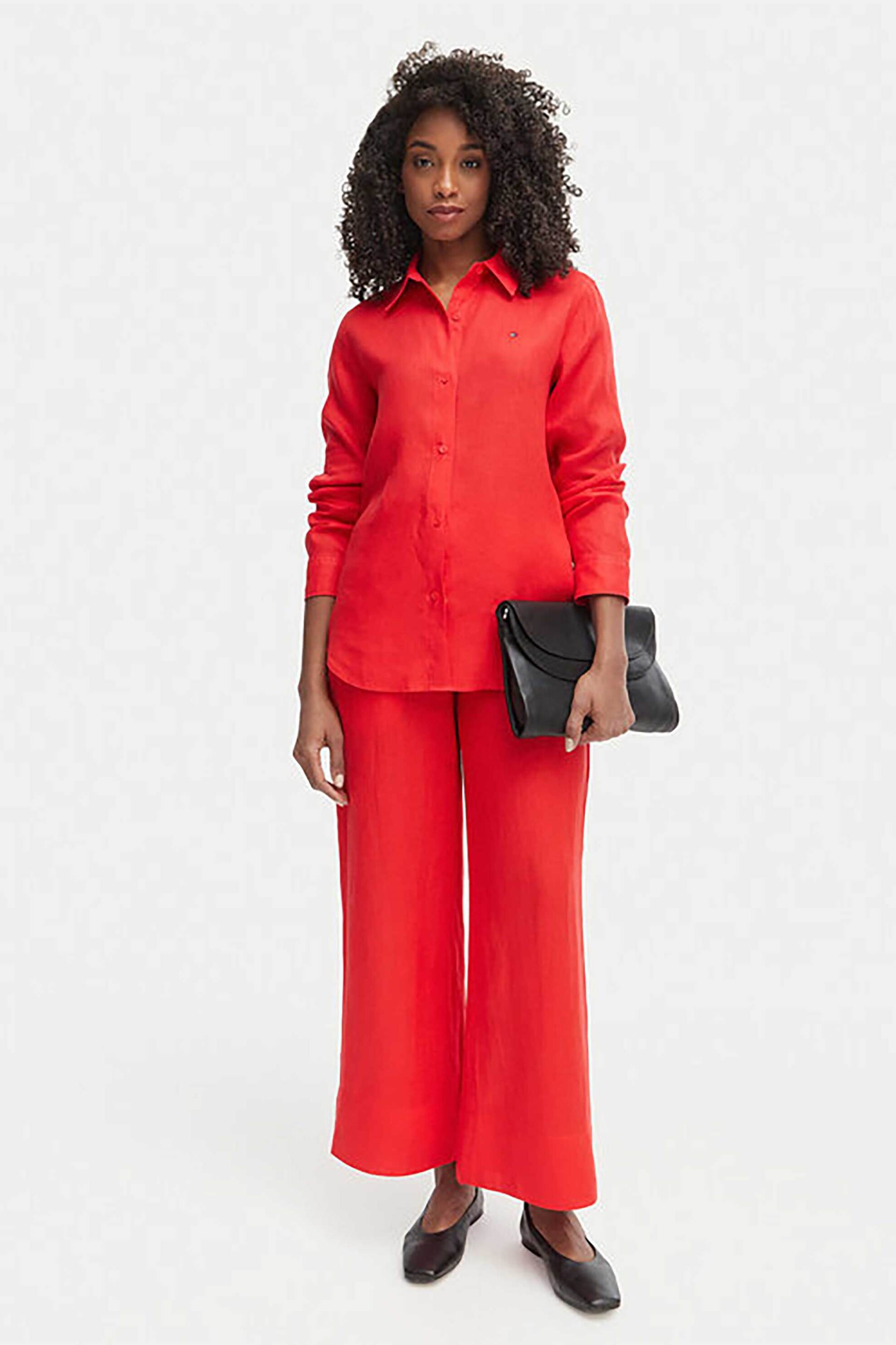 TOMMY HILFIGER Tommy Hilfiger γυναικείο ψηλόμεσο παντελόνι Wide Leg - WW0WW48970 Κόκκινο