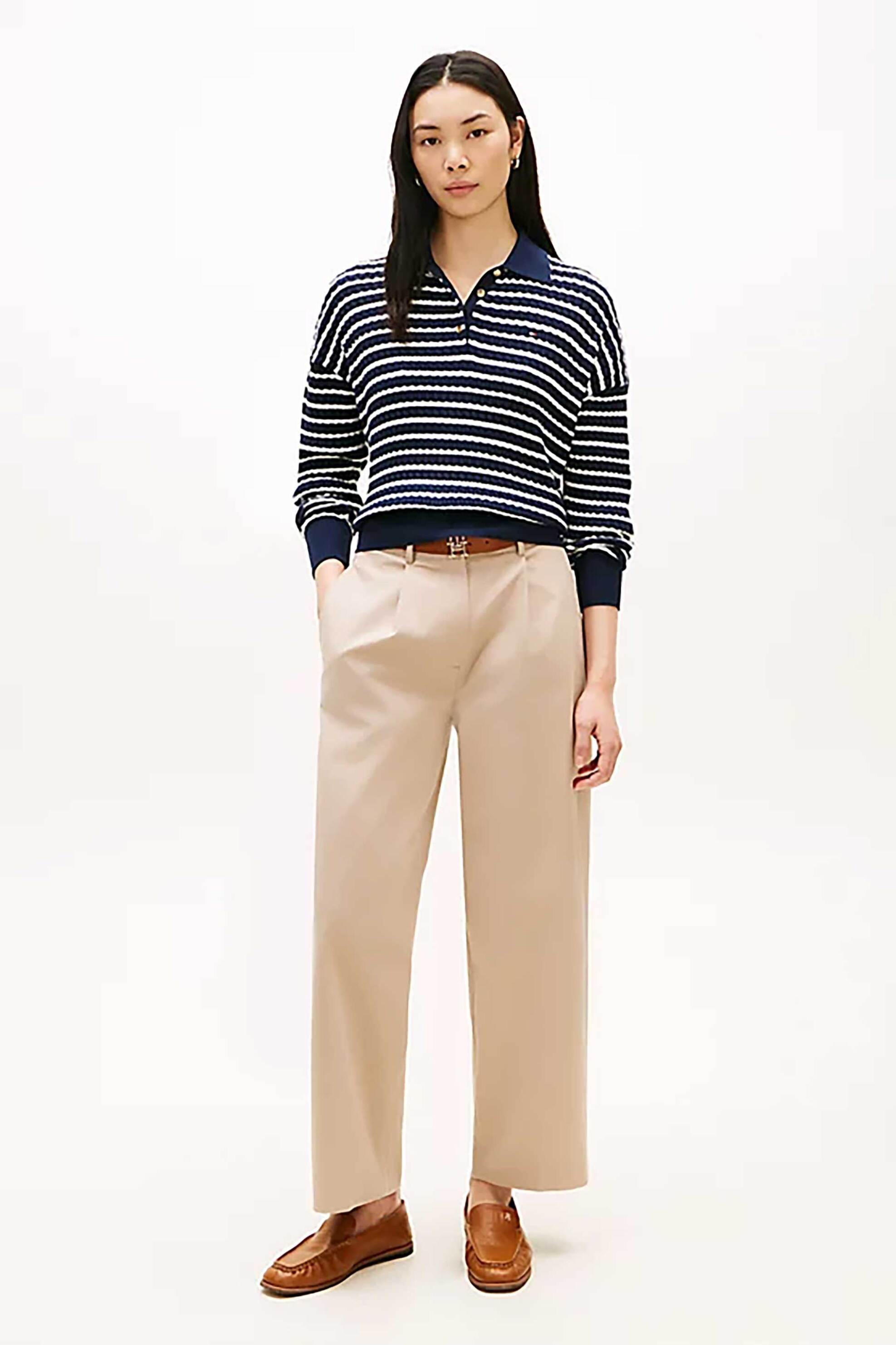 TOMMY HILFIGER Tommy Hilfiger γυναικείο ψηλόμεσο παντελόνι Barrel Fit - WW0WW48993 Μπεζ