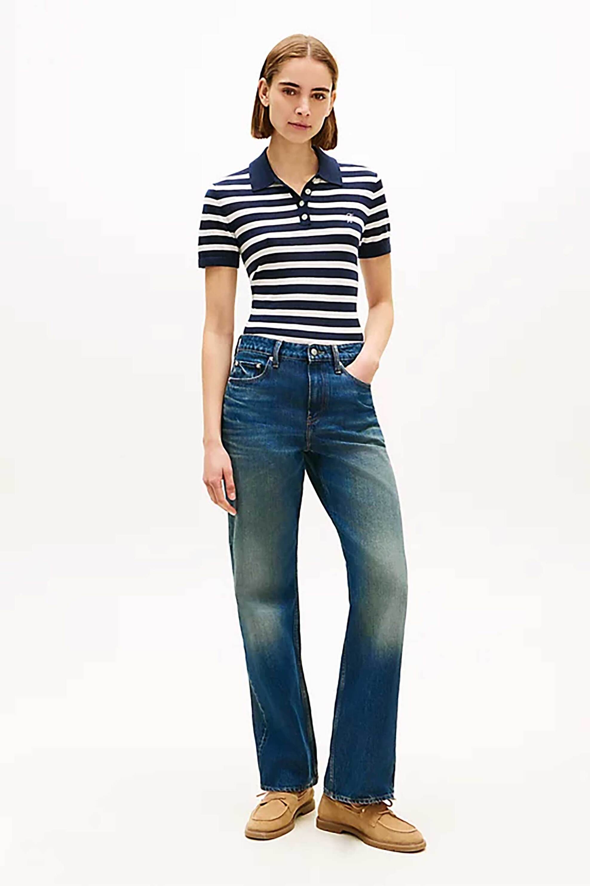 TOMMY HILFIGER Tommy Hilfiger γυναικεία μπλούζα πόλο με κεντημένο logo Regular Fit - WW0WW48503 Μπλε Σκούρο - 2