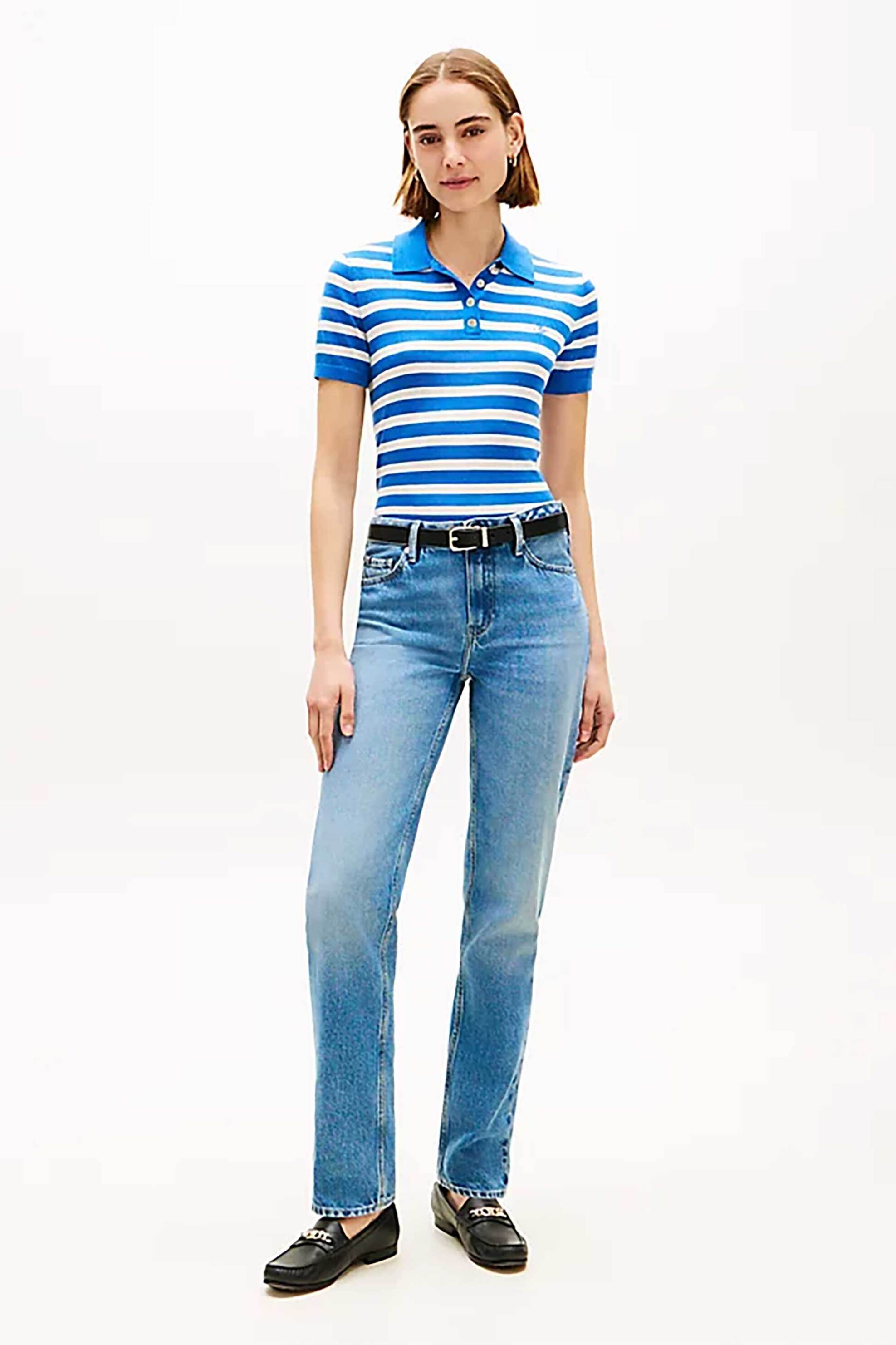 TOMMY HILFIGER Tommy Hilfiger γυναικεία μπλούζα πόλο με κεντημένο logo Regular Fit - WW0WW48503 Μπλε - 2