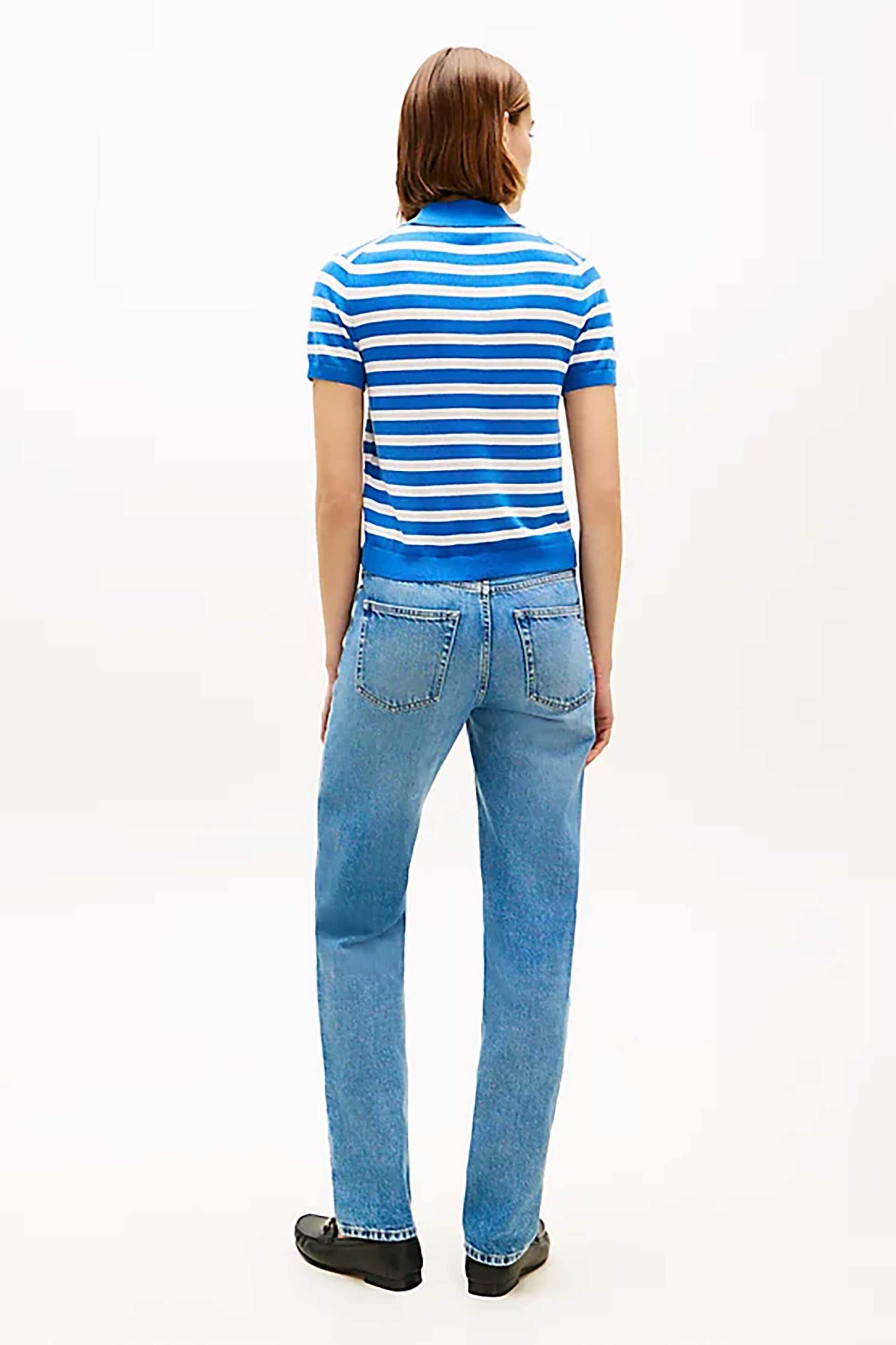 TOMMY HILFIGER Tommy Hilfiger γυναικεία μπλούζα πόλο με κεντημένο logo Regular Fit - WW0WW48503 Μπλε - 3