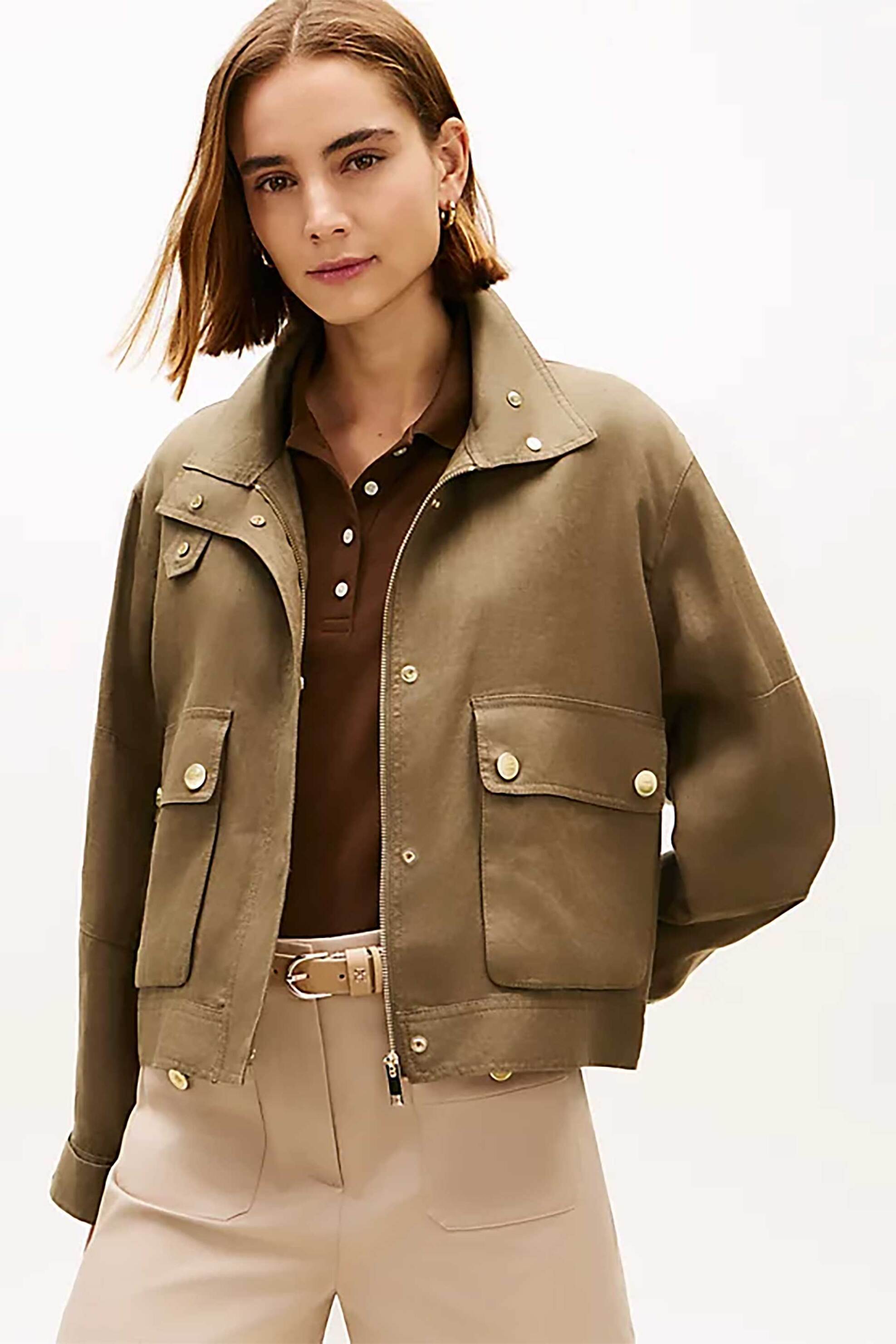 TOMMY HILFIGER Tommy Hilfiger γυναικείο jacket Relaxed Fit - WW0WW48616 Λαδί