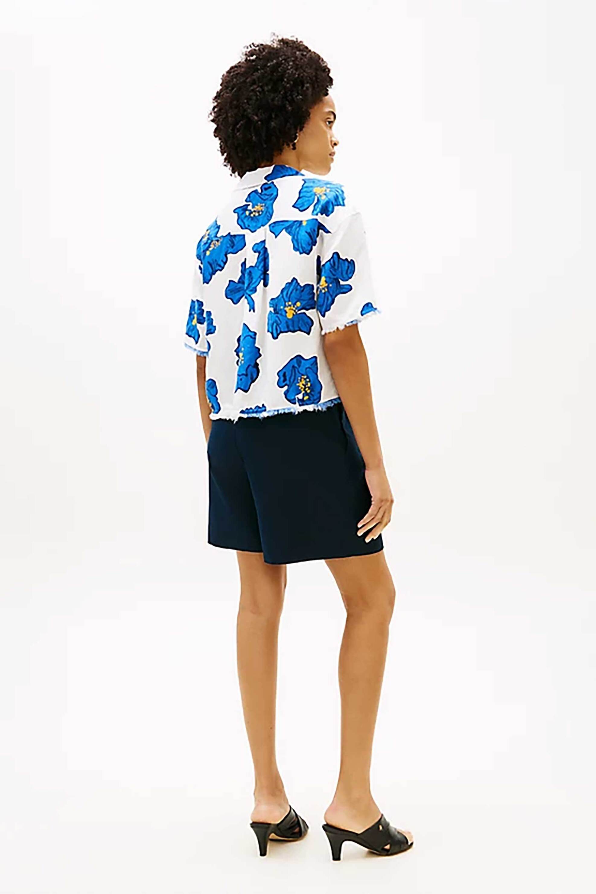 TOMMY HILFIGER Tommy Hilfiger γυναικείο πουκάμισο με κεντημένο floral σχέδιο Relaxed Fit - WW0WW48924 Λευκό - Μπλε - 3