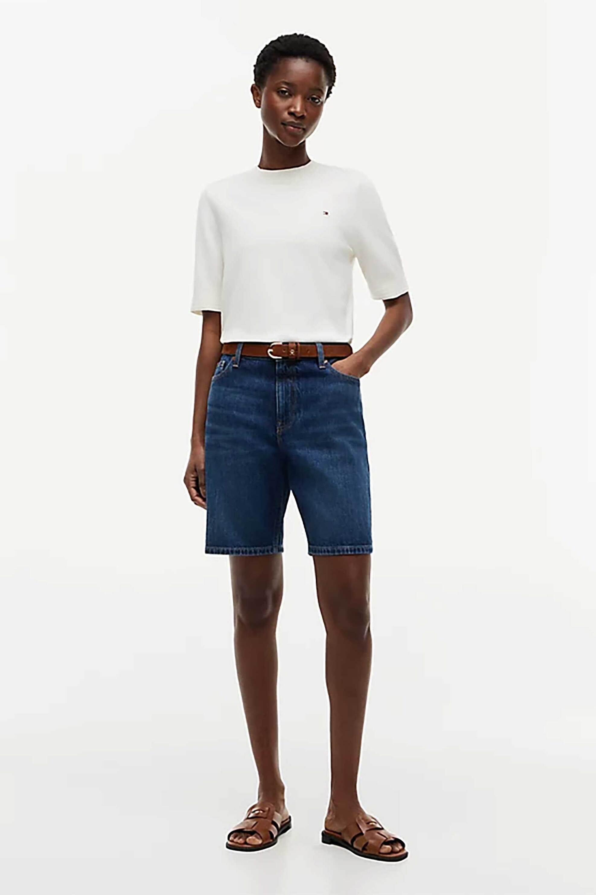 TOMMY HILFIGER Tommy Hilfiger γυναικείο πουλόβερ με ριγέ σχέδιο και κεντημένο logo Regular Fit - WW0WW49705 Μπεζ - 2