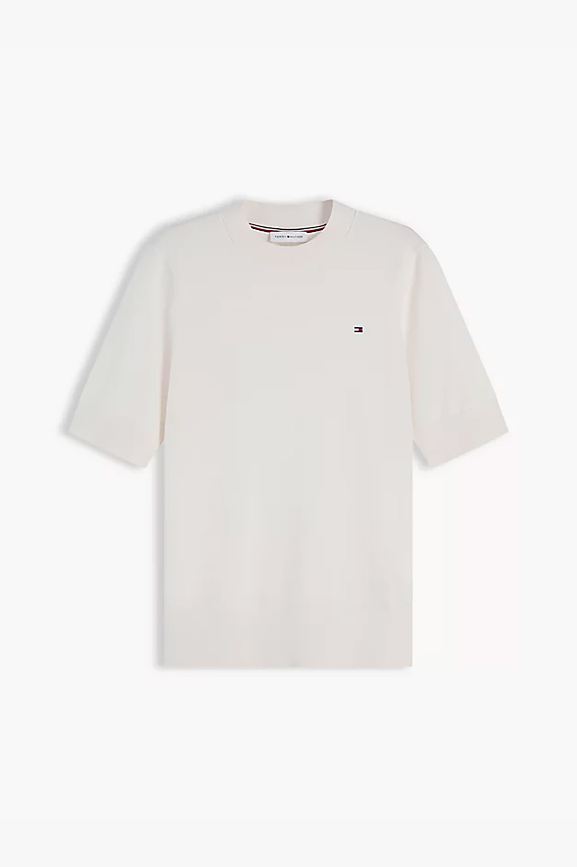 Tommy Hilfiger Γυναικείο Πουλόβερ με Ριγέ Σχέδιο Και Κεντημένο Logo Regular Fit - Ww0Ww49705 Μπεζ