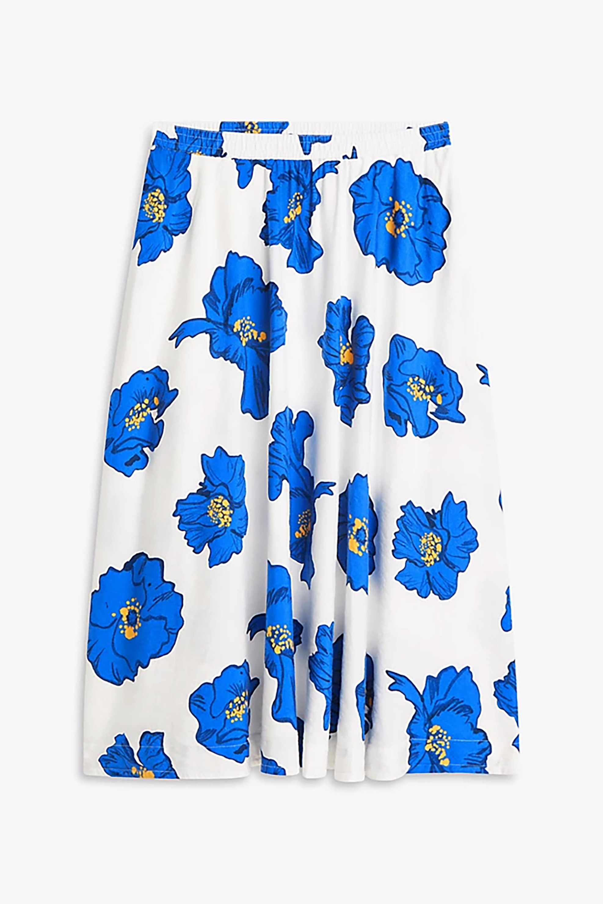 Tommy Hilfiger Γυναικεία Midi Φούστα με Κεντημένο Floral Σχέδιο A-Line - Ww0Ww48966 Λευκό Μπλε