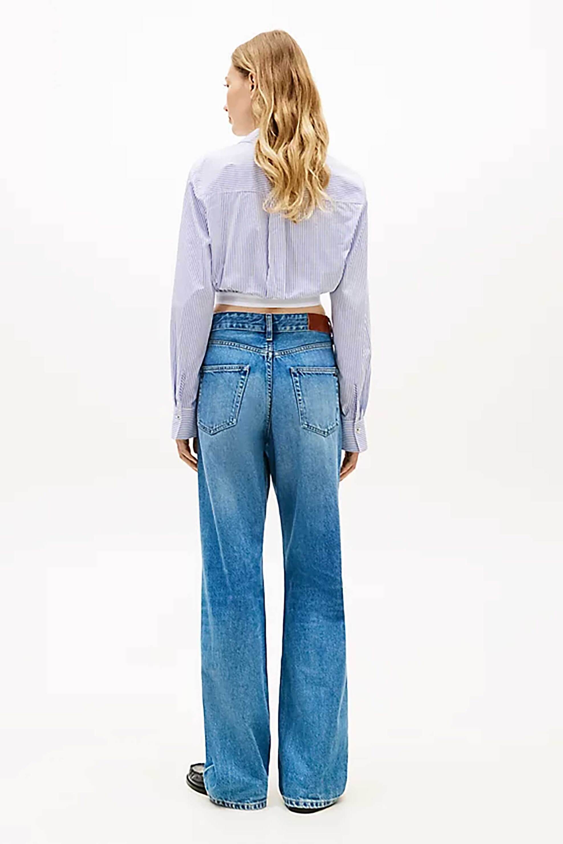 TOMMY HILFIGER Tommy Hilfiger γυναικείο τοπ με λογότυπο cropped - WW0WW48903 Λευκό - Μπλε - 3