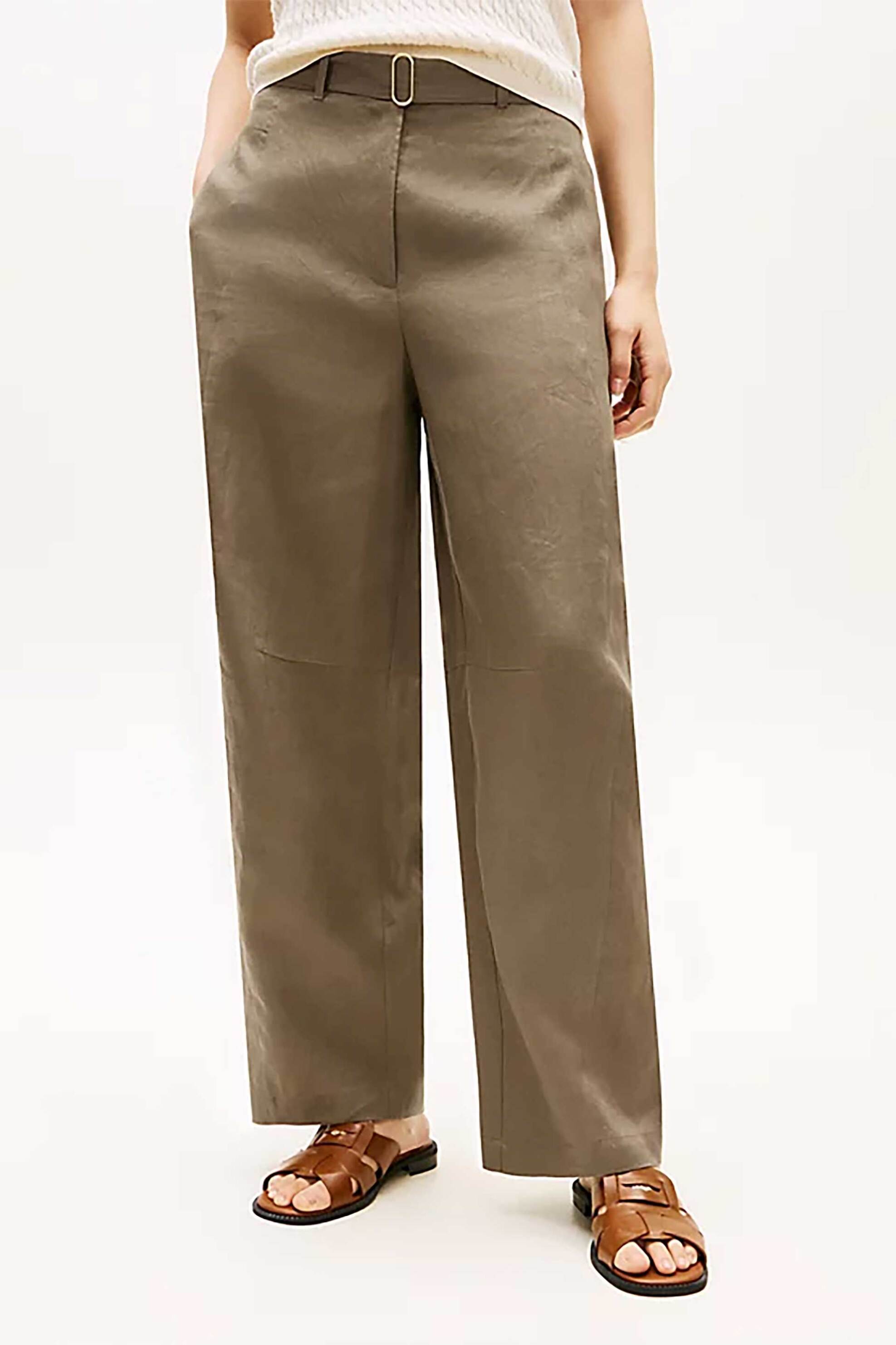 TOMMY HILFIGER Tommy Hilfiger γυναικείο ψηλόμεσο παντελόνι Barrel Fit - WW0WW49658 Λαδί - 2