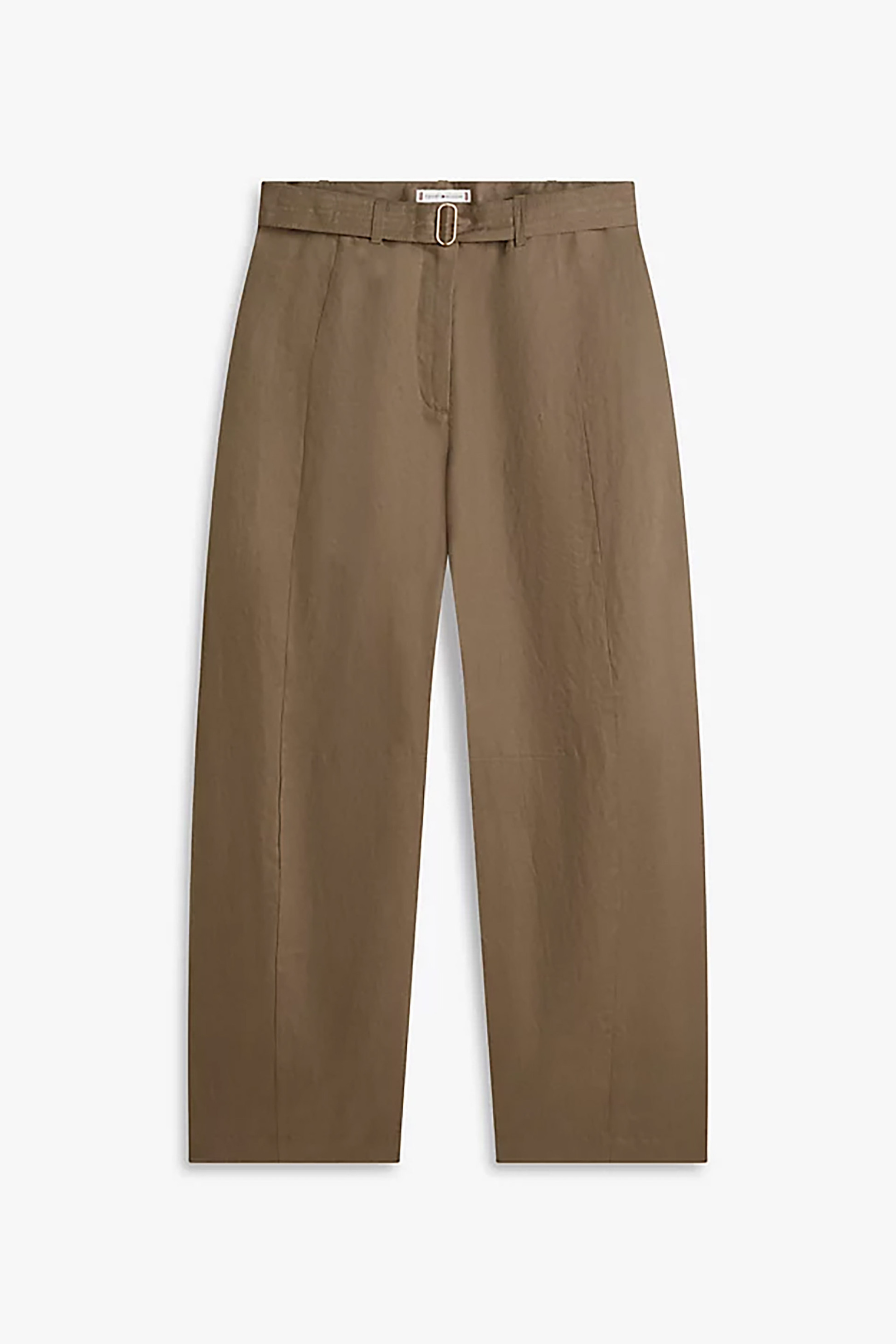 Tommy Hilfiger Γυναικείο Ψηλόμεσο Παντελόνι Barrel Fit - Ww0Ww49658 Λαδί