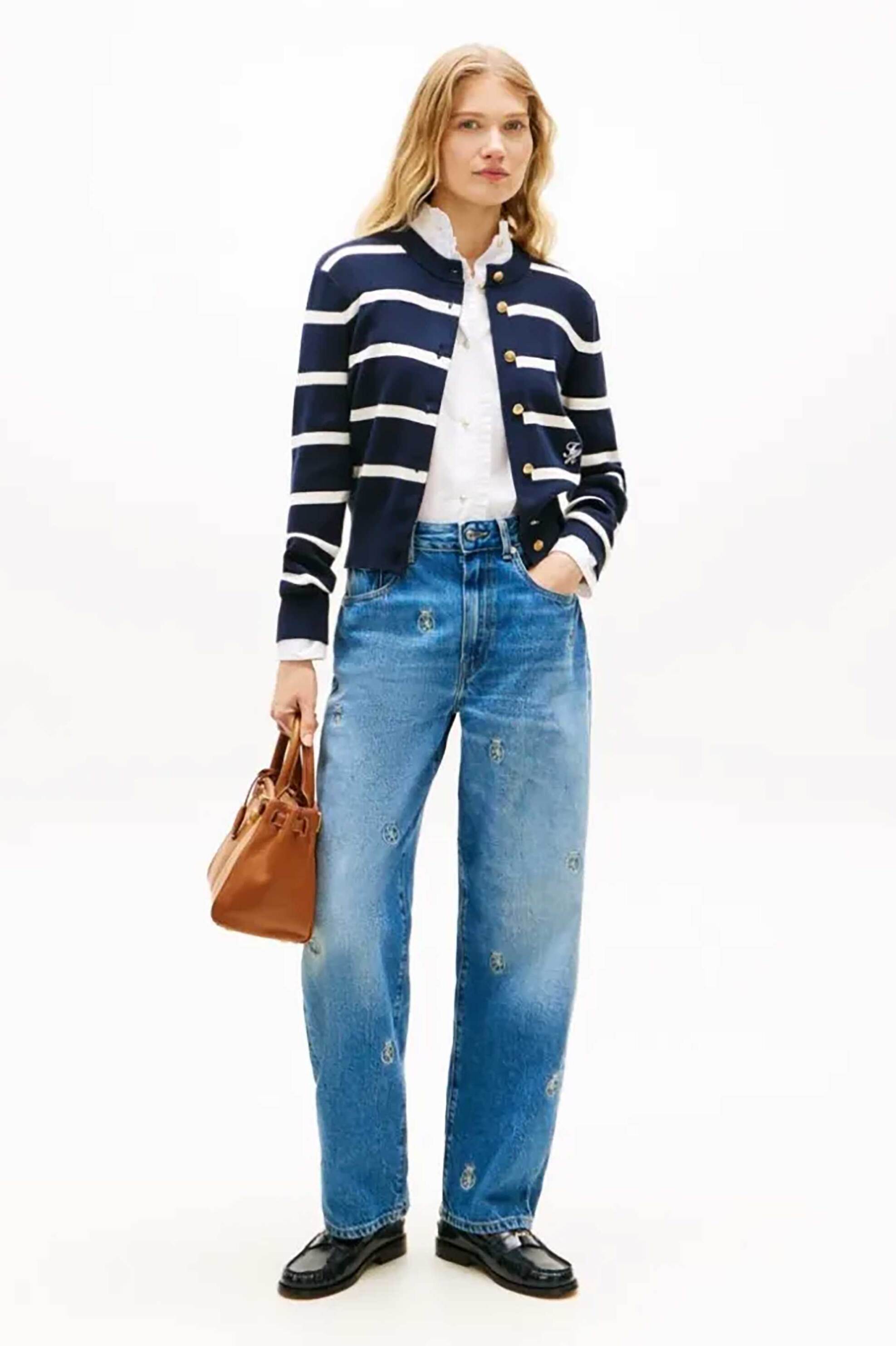 TOMMY HILFIGER Tommy Hilfiger γυναικεία πλεκτή ζακέτα ριγέ - WW0WW49617 Σκούρο Μπλε - 3