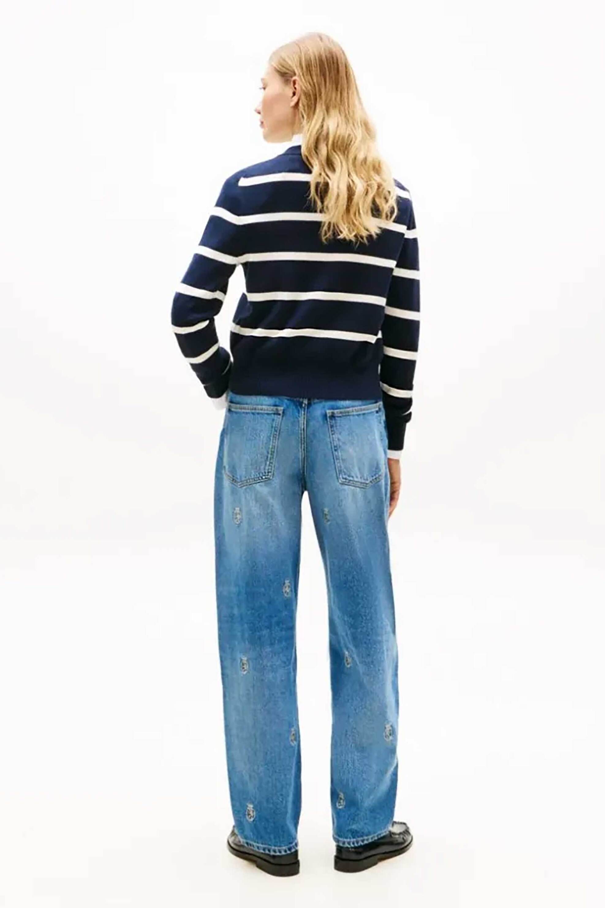 TOMMY HILFIGER Tommy Hilfiger γυναικεία πλεκτή ζακέτα ριγέ - WW0WW49617 Σκούρο Μπλε - 4