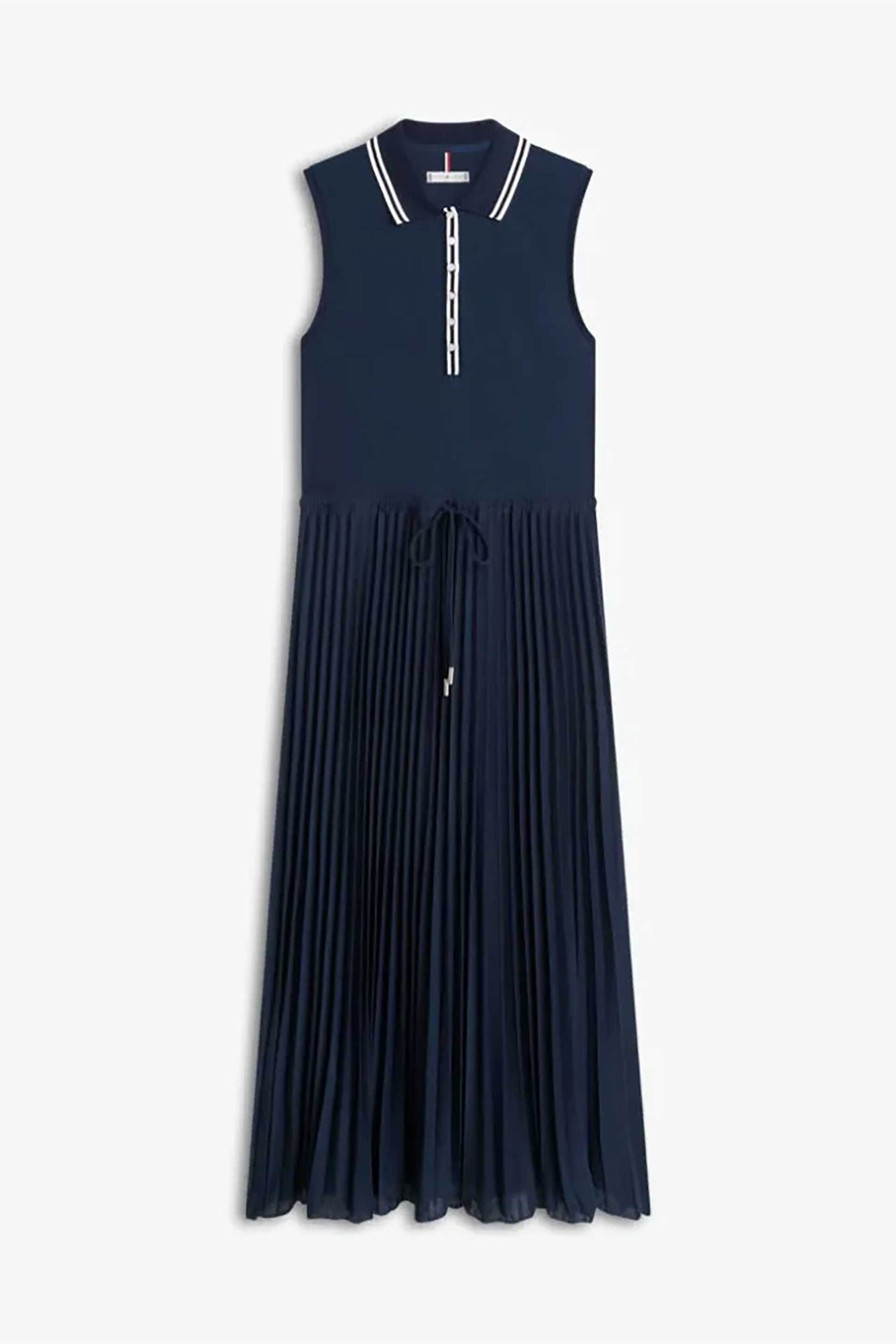 TOMMY HILFIGER Tommy Hilfiger γυναικείο αμάνικο midi φόρεμα με πόλο γιακά - WW0WW49621 Μπλε Σκούρο - 4