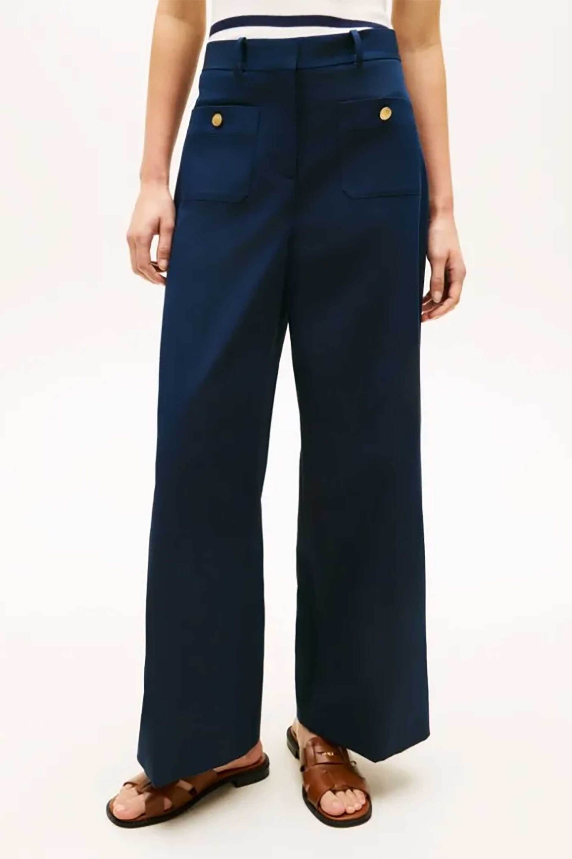 TOMMY HILFIGER Tommy Hilfiger γυναικείο παντελόνι με μεταλλικά κουμπιά - WW0WW49002 Μπλε Σκούρο - 2