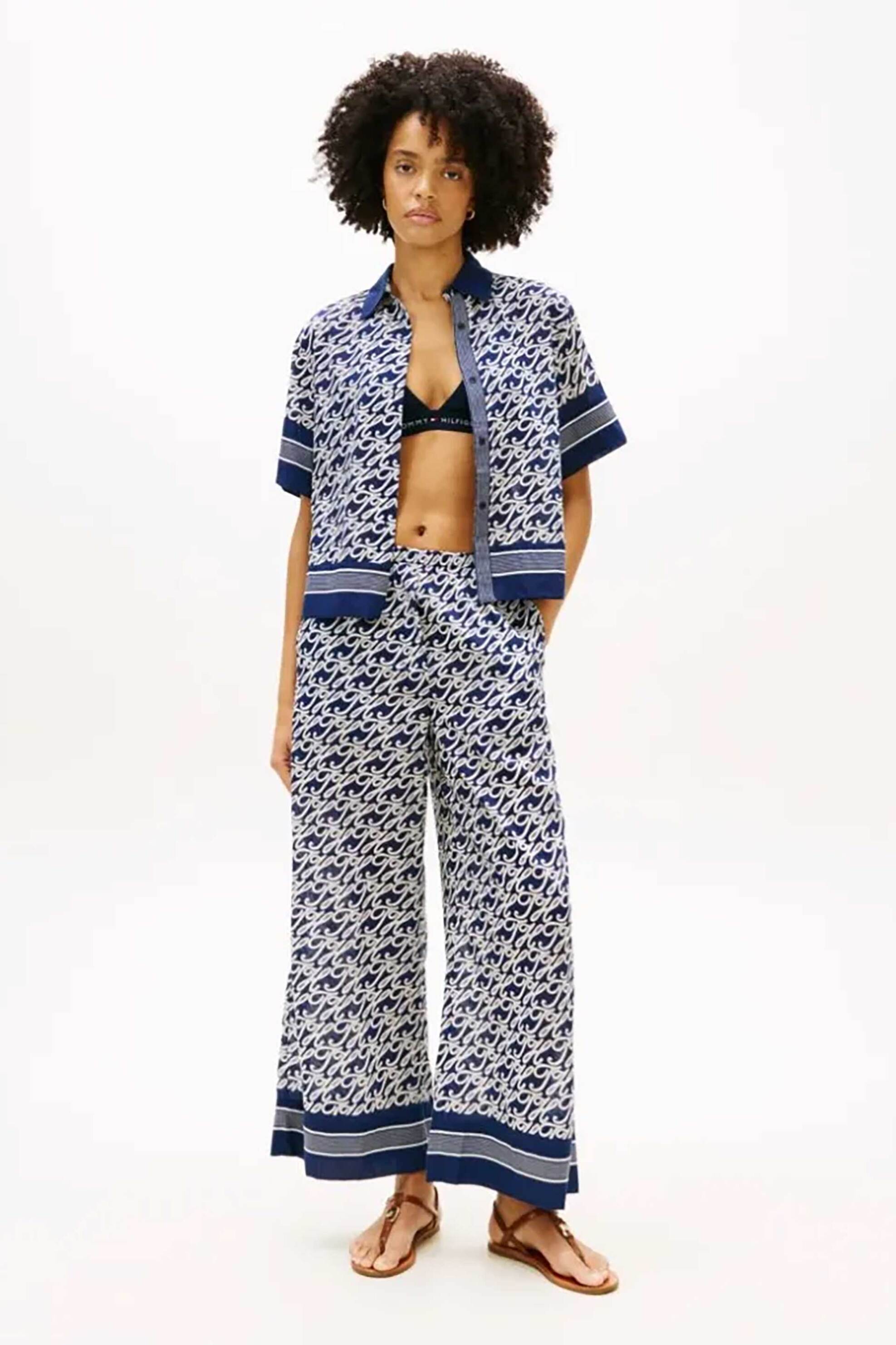 TOMMY HILFIGER Tommy Hilfiger γυναικείο πουκάμισο μεταξωτό με print Relaxed Fit - WW0WW49547 Μπλε - 2