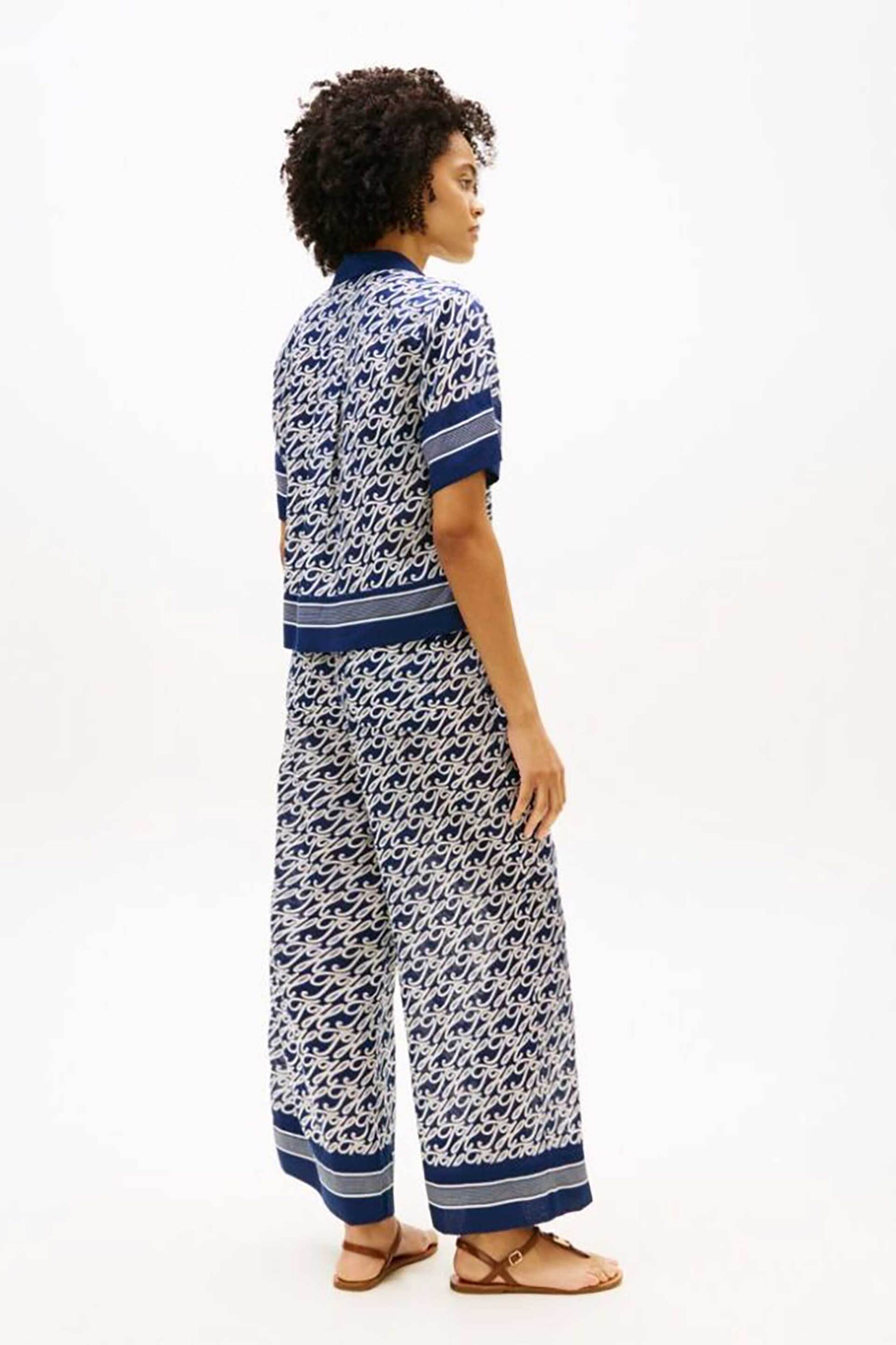 TOMMY HILFIGER Tommy Hilfiger γυναικείο πουκάμισο μεταξωτό με print Relaxed Fit - WW0WW49547 Μπλε - 3