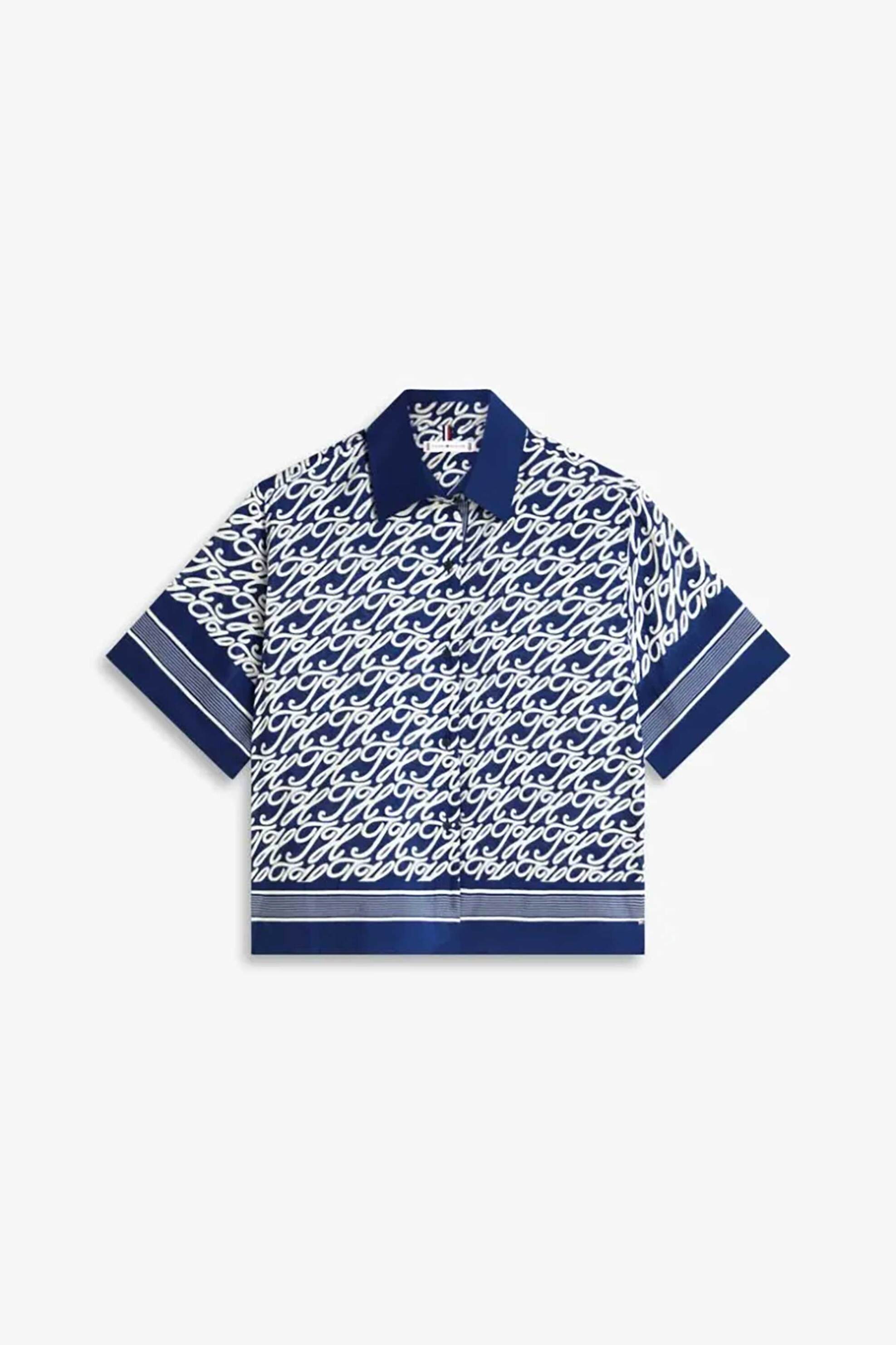 TOMMY HILFIGER Tommy Hilfiger γυναικείο πουκάμισο μεταξωτό με print Relaxed Fit - WW0WW49547 Μπλε - 4